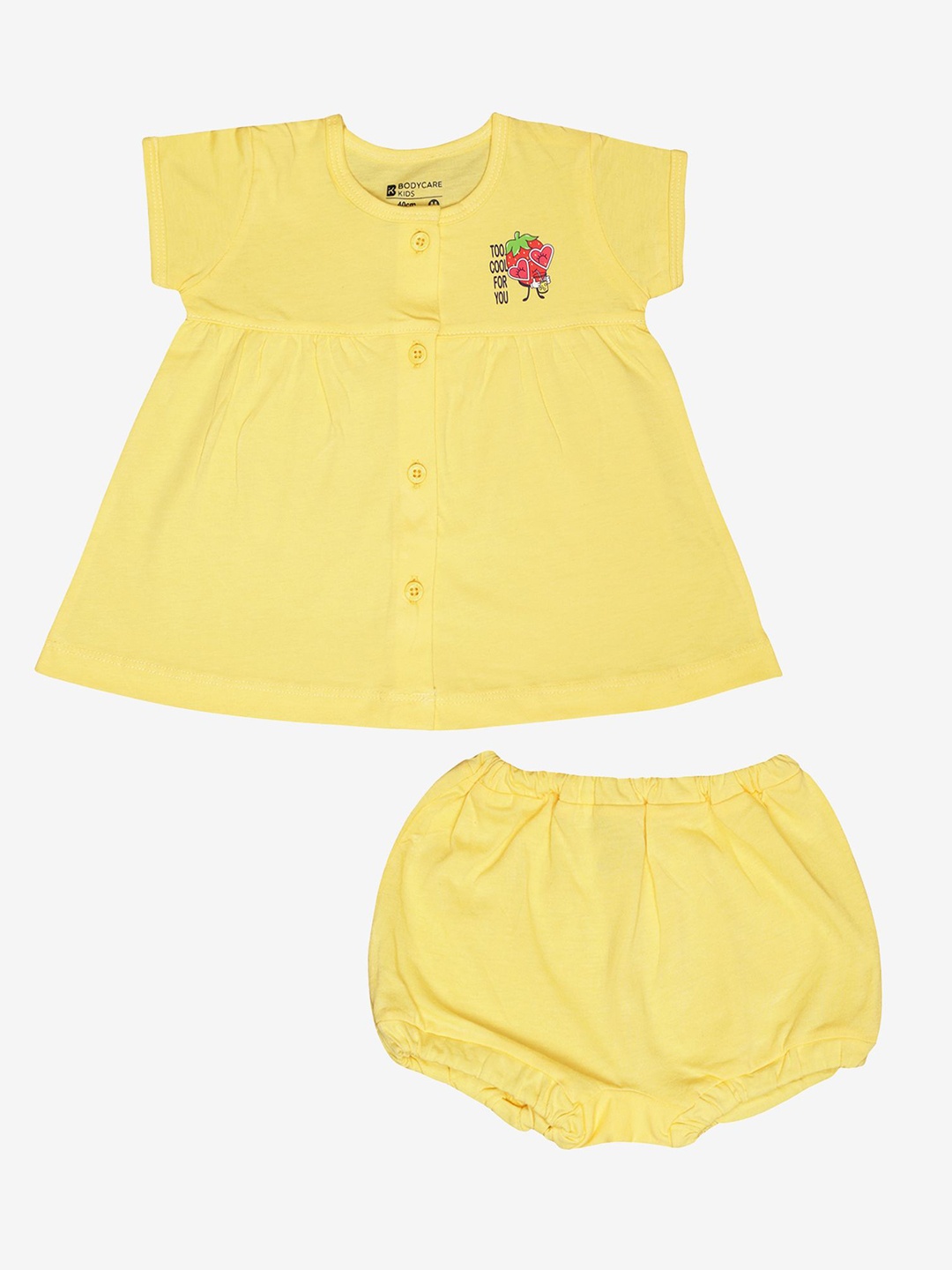 

Bodycare Kids Girls Round Neck Top with Shorts, Yellow