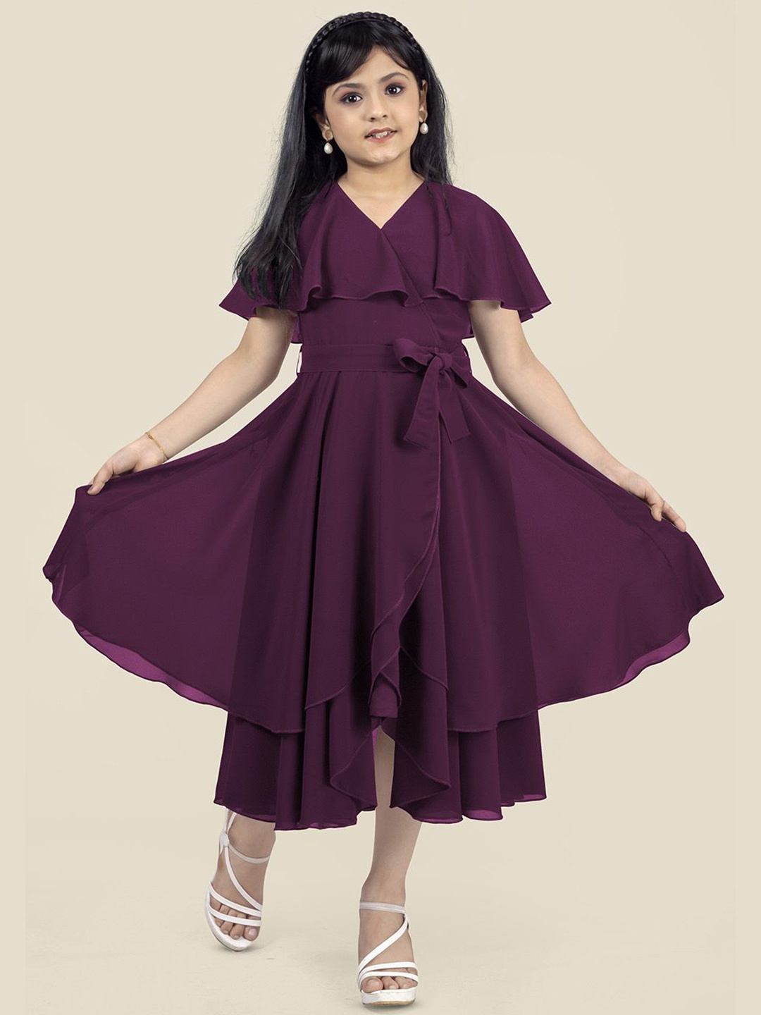 

BAESD Girls Georgette Fit & Flare Midi Dress, Magenta