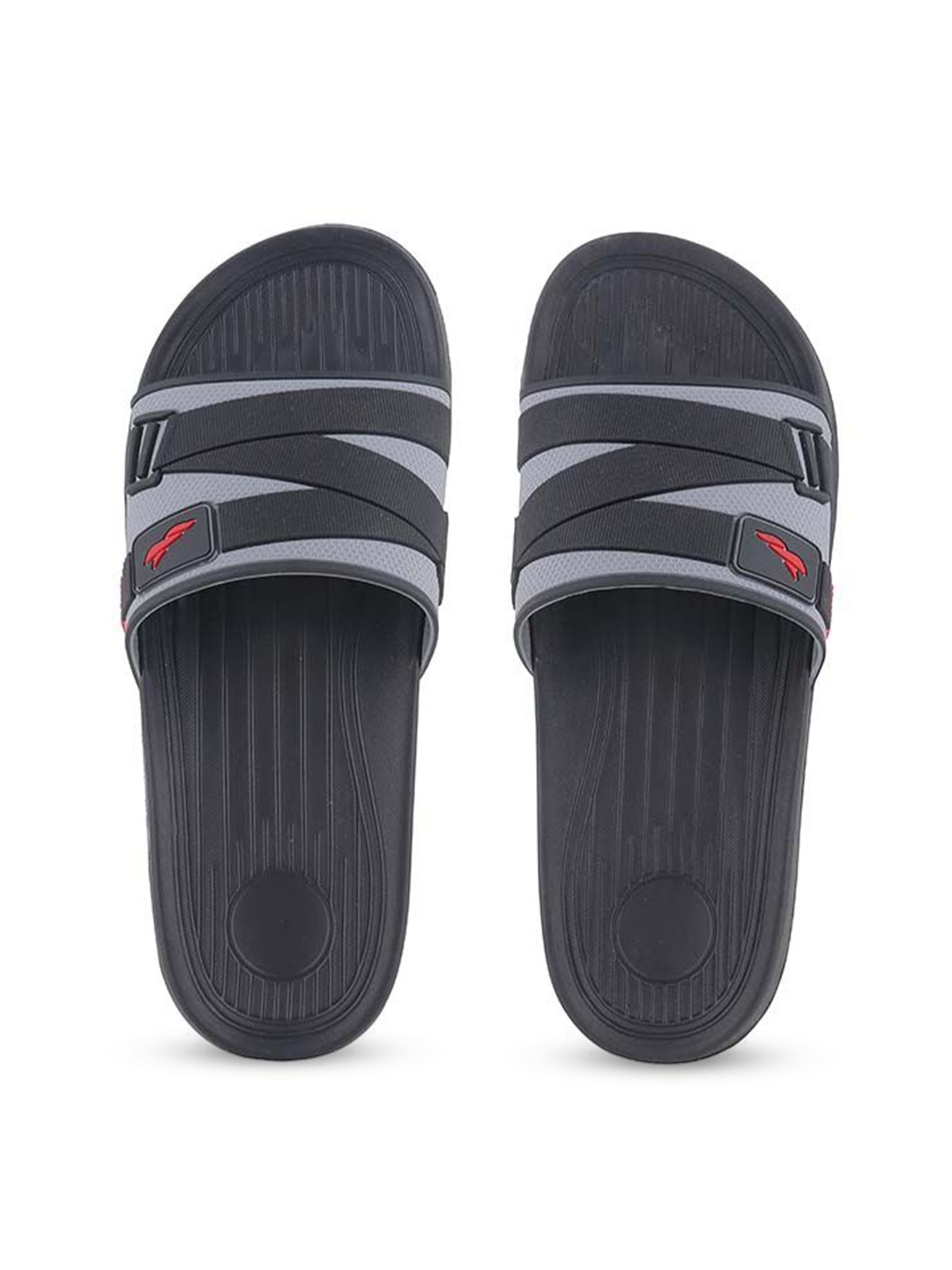 

FLITE Unisex Self Design Slip-On Flip Flops, Black