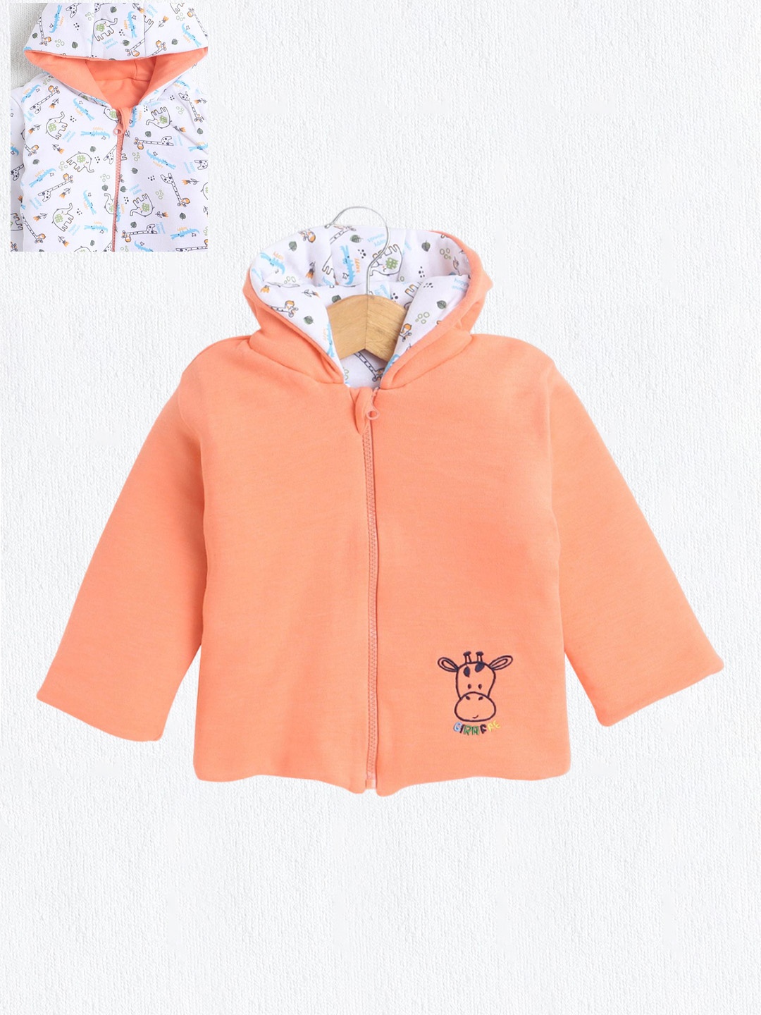 

BUMZEE Boys Reversible Conversational Printed Padded Jacket, Orange