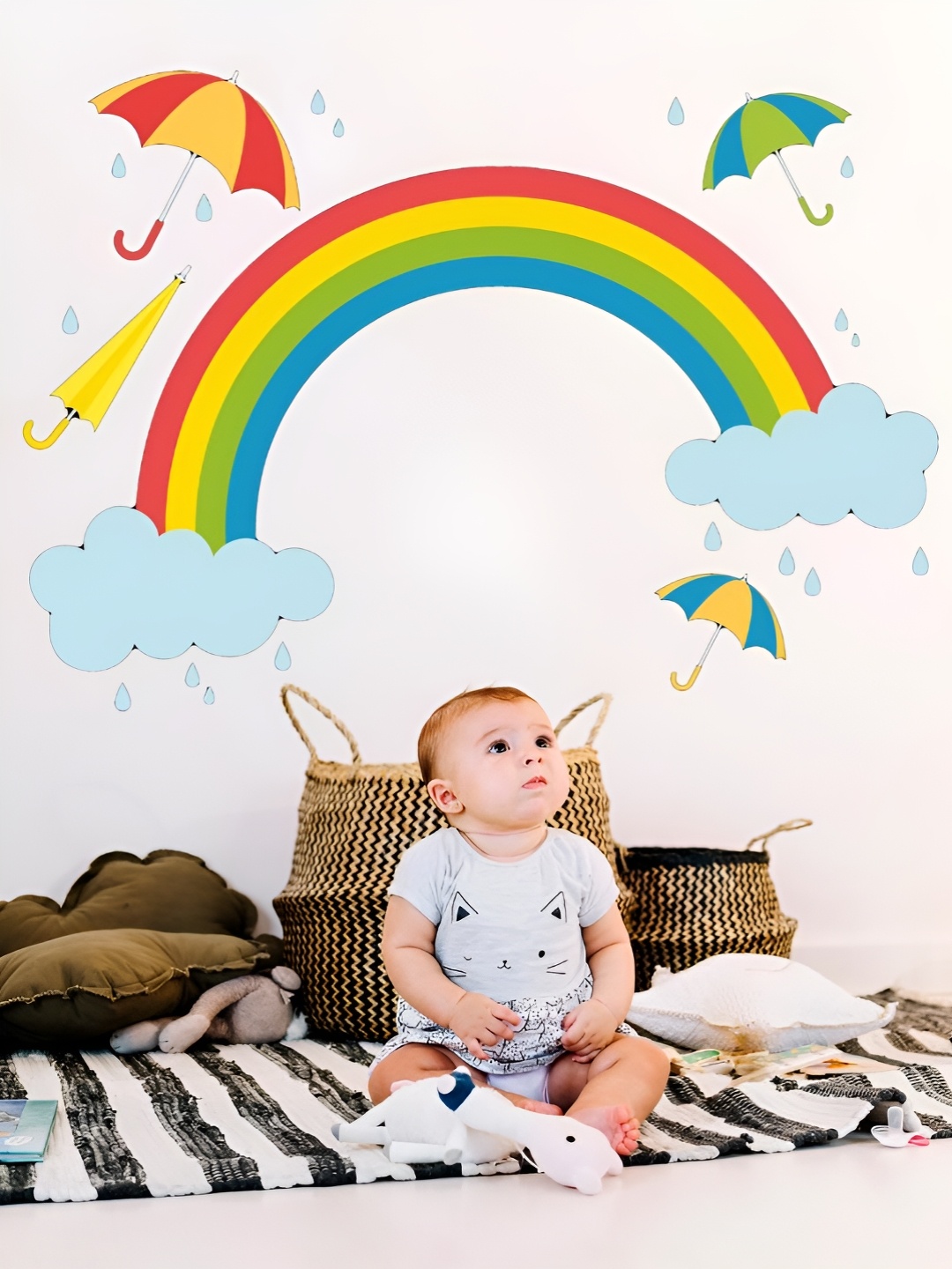 

CVANU Red & Blue Printed Self-Adhesive Wall Sticker
