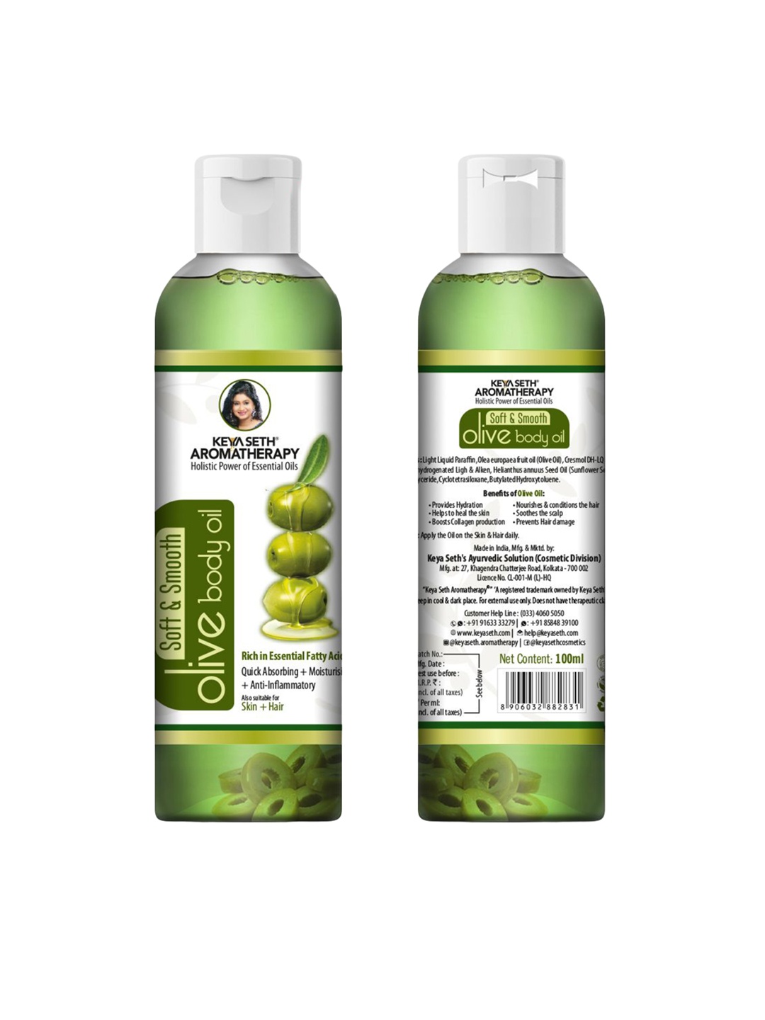 

KEYA SETH Aromatherapy Soft & Smooth Olive Body Oil-100ml, Green
