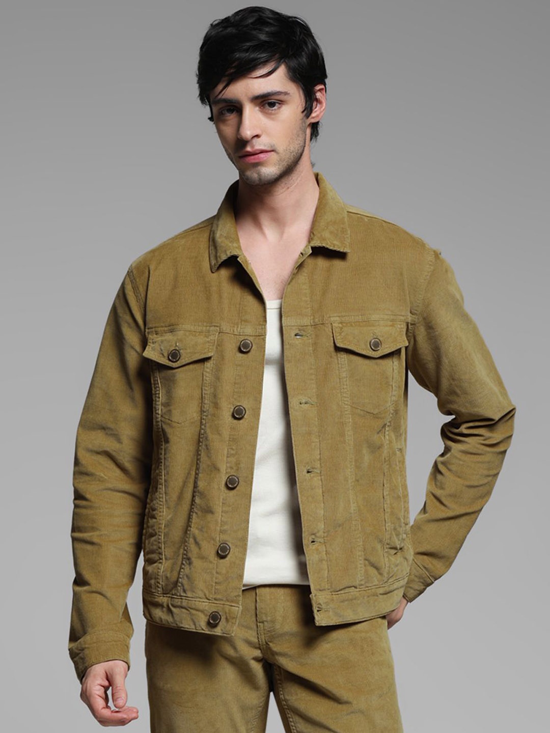 

Jack & Jones Men Open Front Jacket, Beige