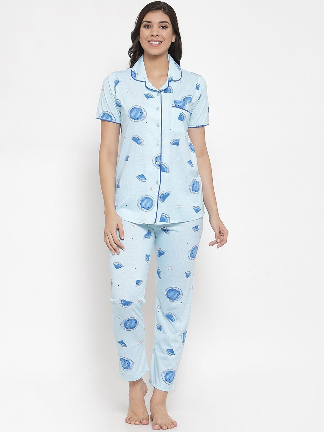 

SHYAM SONS FLAIR Women Printed Night suit, Blue
