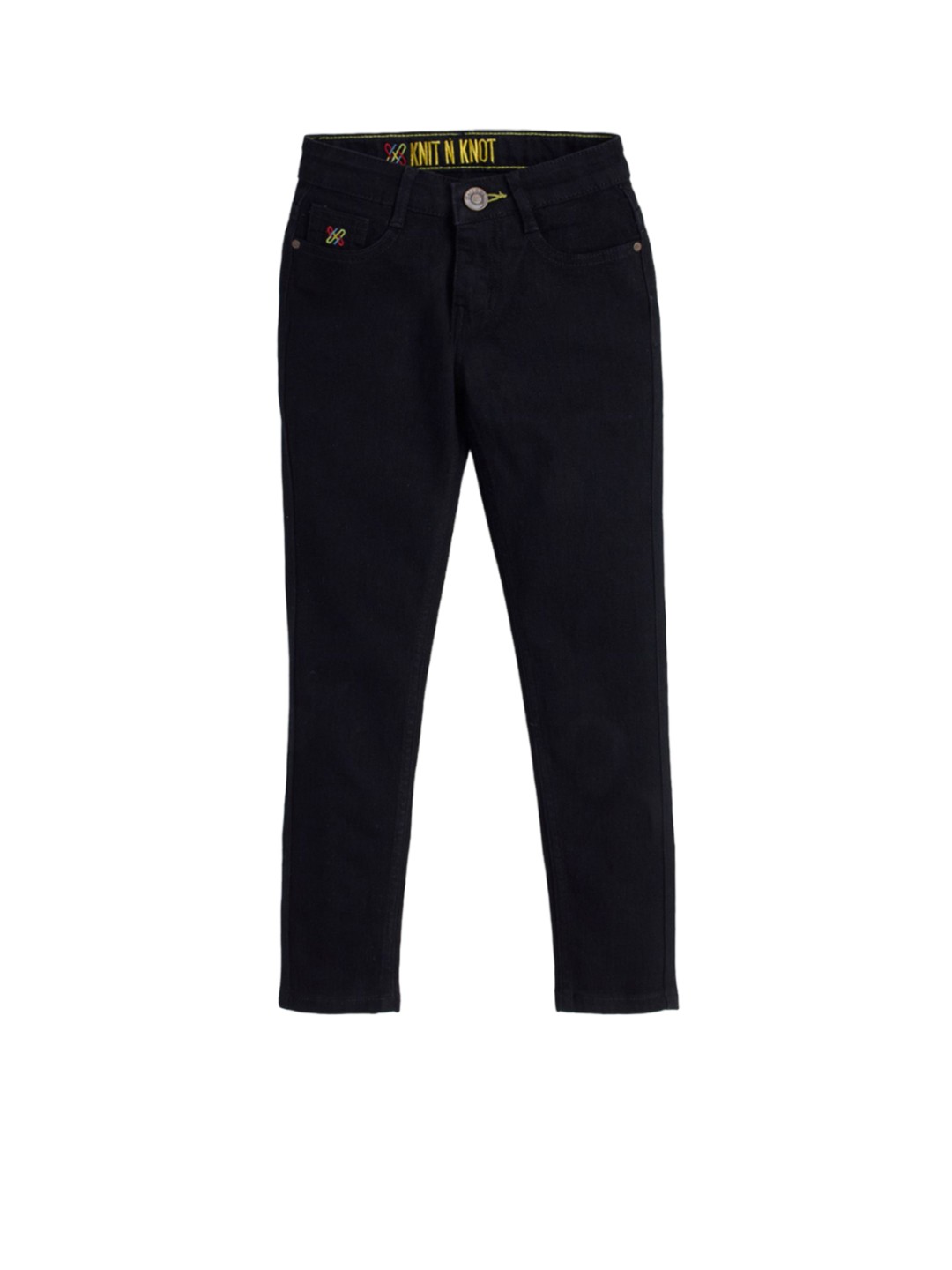 

Knit N Knot Girls Slim Fit Low-Rise Stretchable Jeans, Black