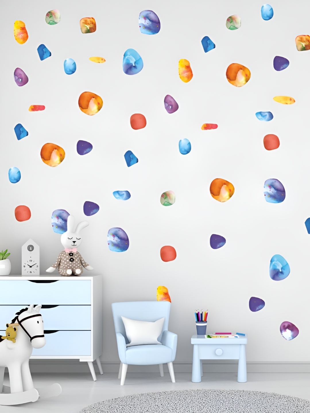 

CVANU Blue & Orange-Colored 176 Pieces Self-Adhesive Wall Sticker