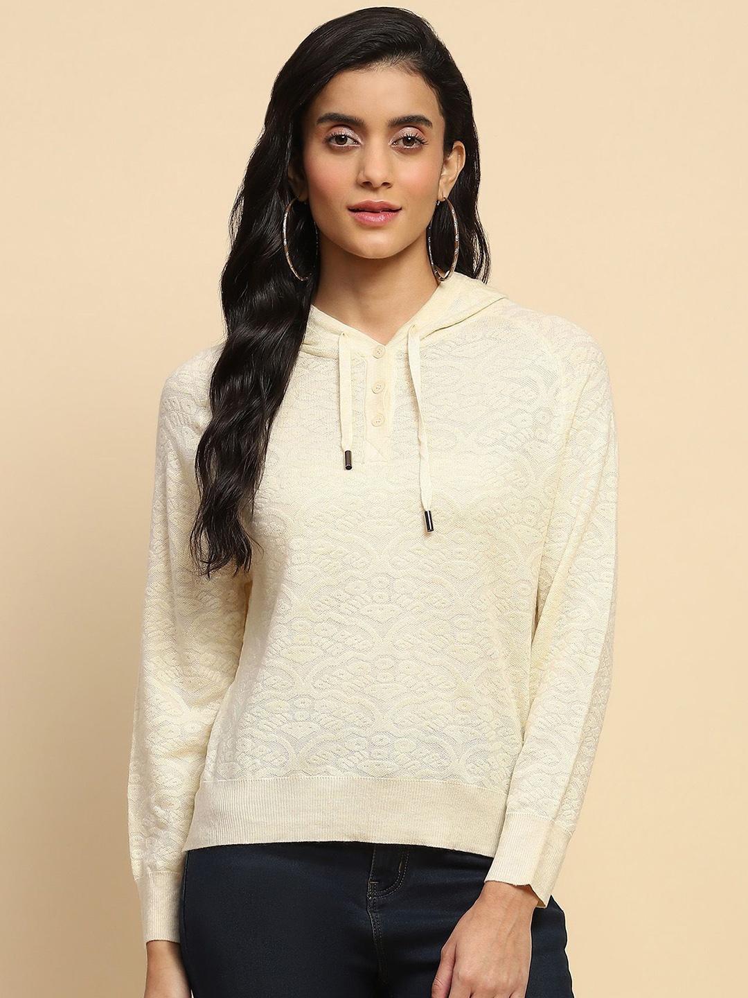 

Global Republic Women Cable Knit Pullover, White