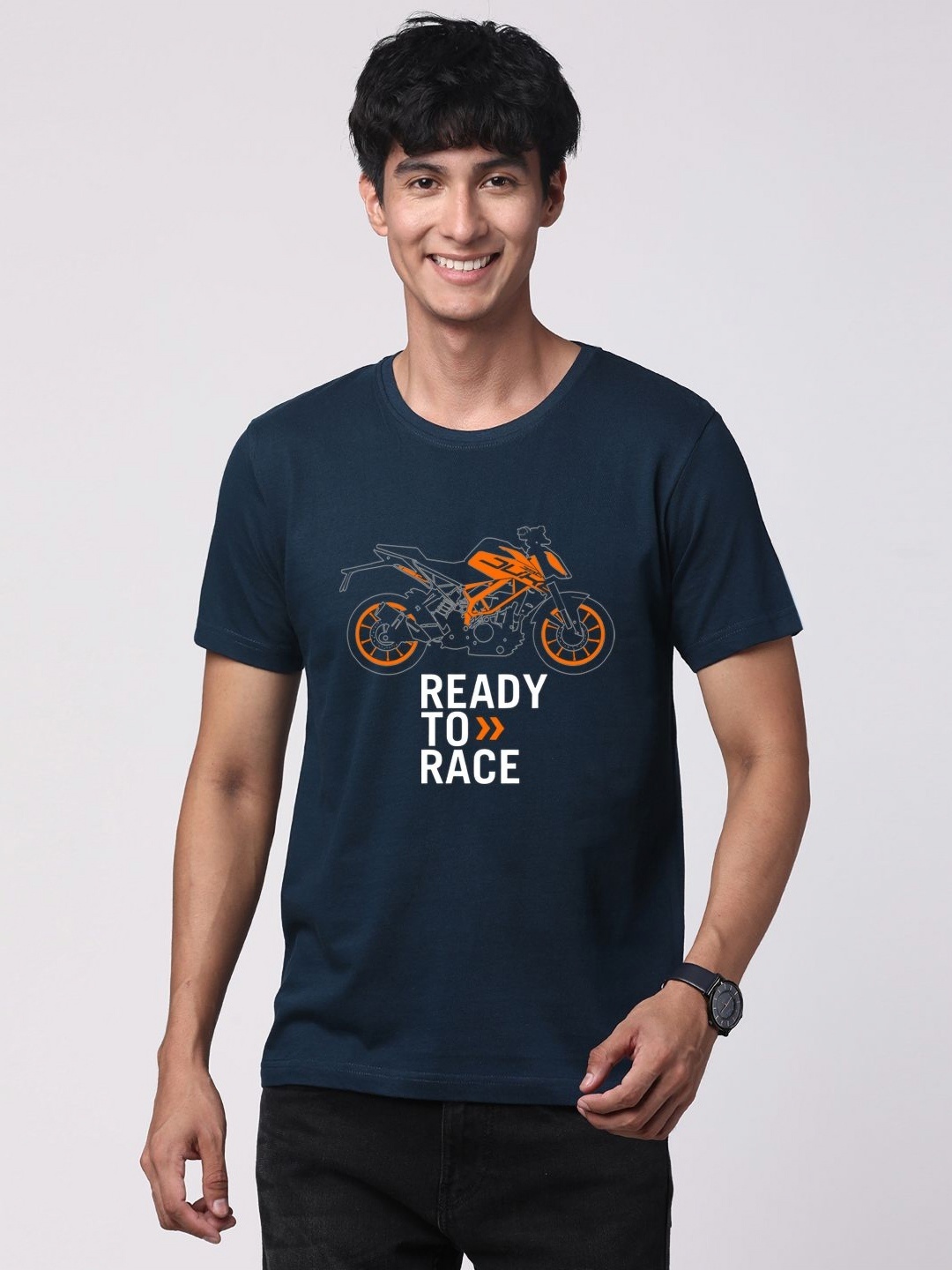 

ADRO Men Graphic Printed Round Neck Cotton T-shirt, Teal