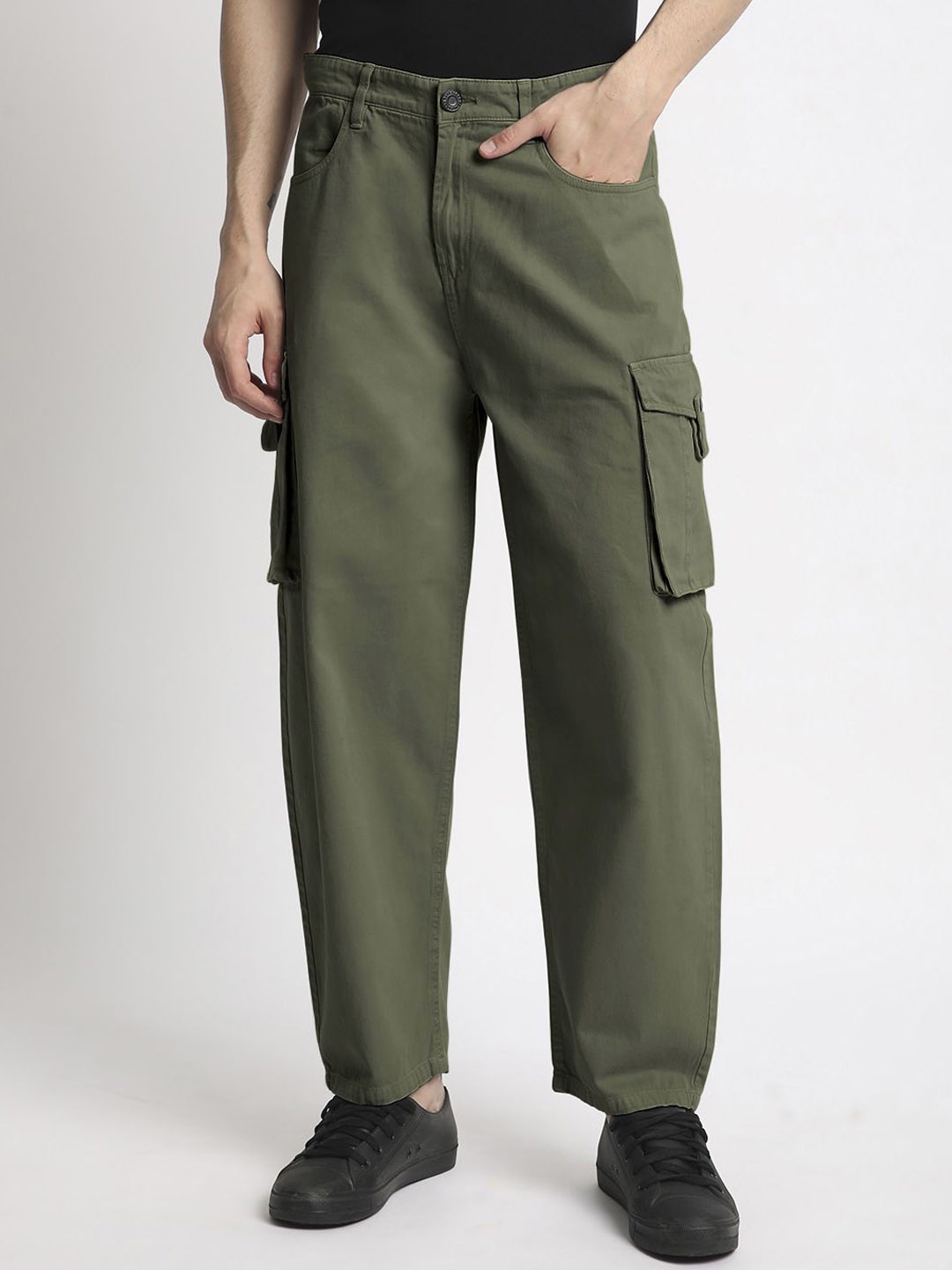 

Bene Kleed Men Classic Loose Fit Cargos Trousers, Olive