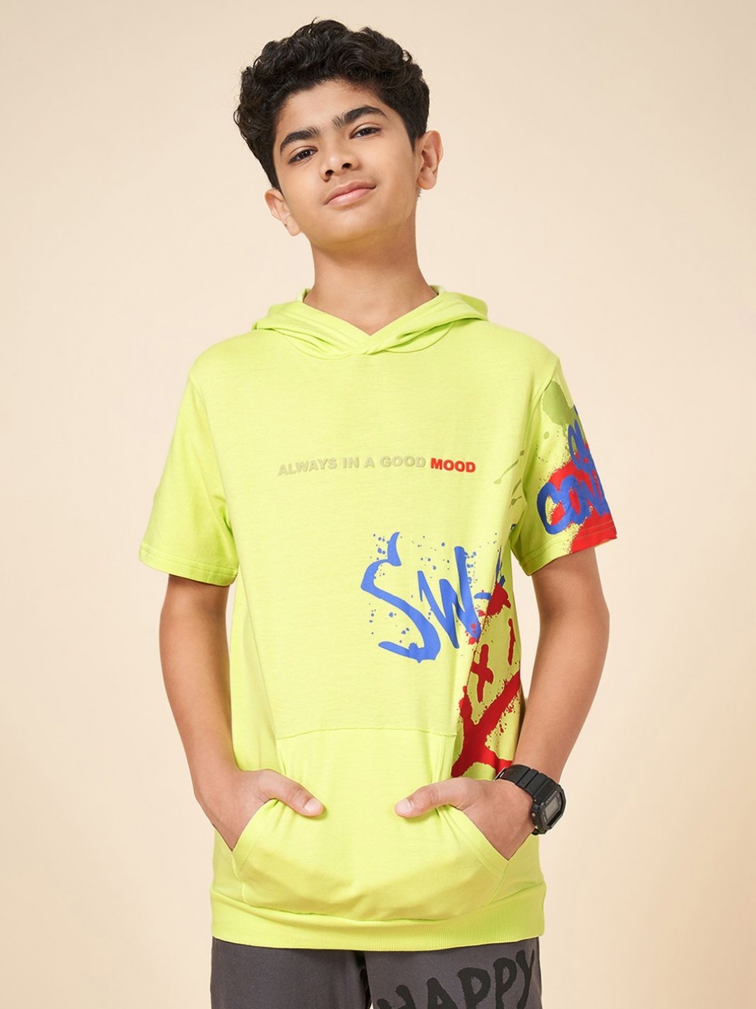 

Coolsters by Pantaloons Boys Graphic Printed Round Neck Cotton T-shirt, Green