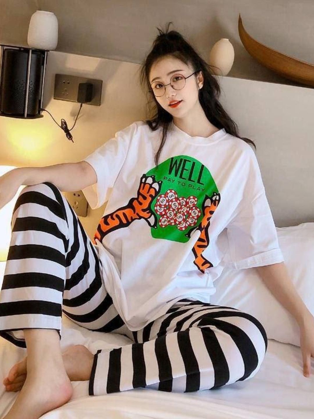 

KPOP Print Top, White