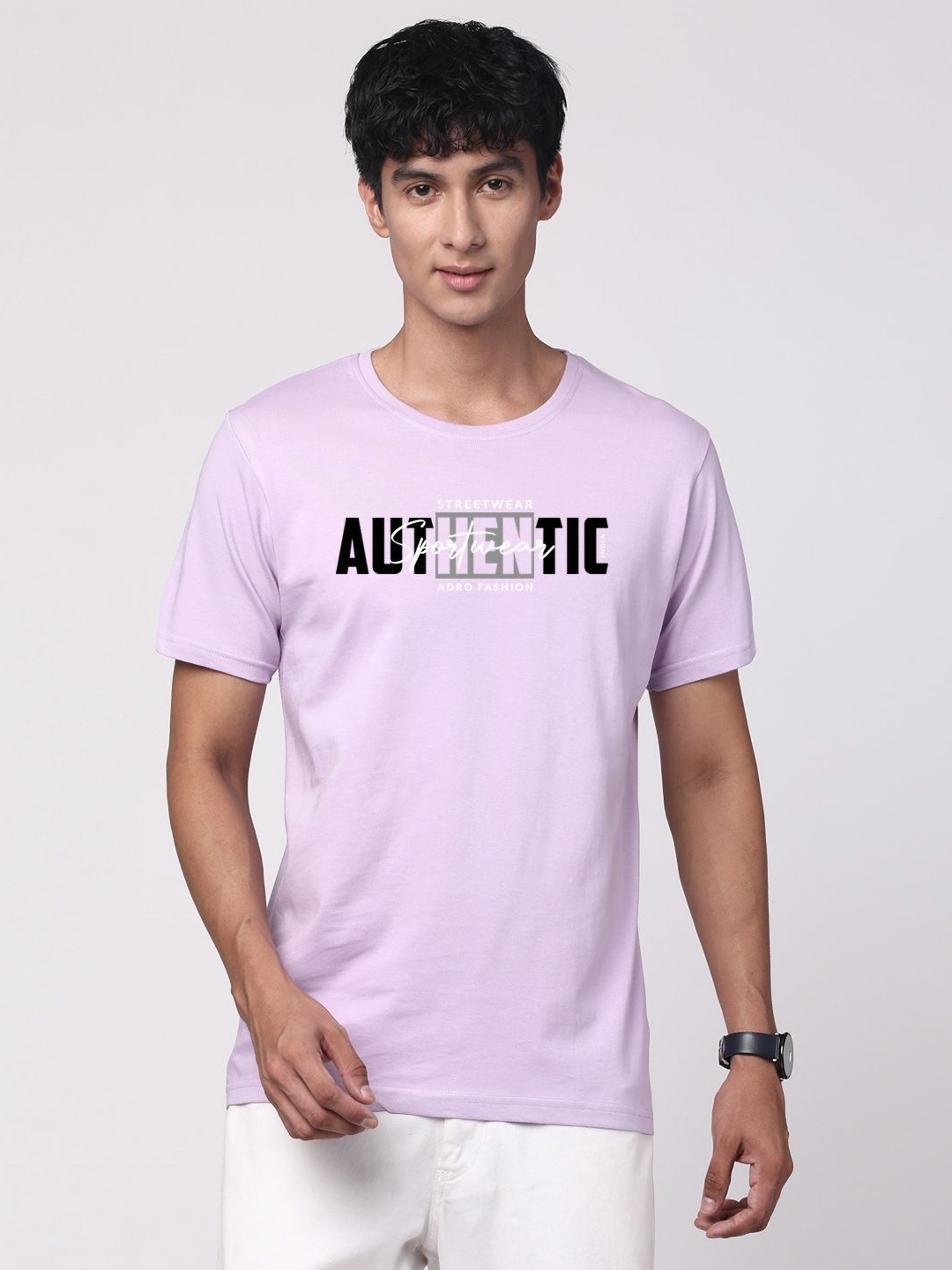 

ADRO Men Graphic Printed Round Neck Cotton T-shirt, Purple