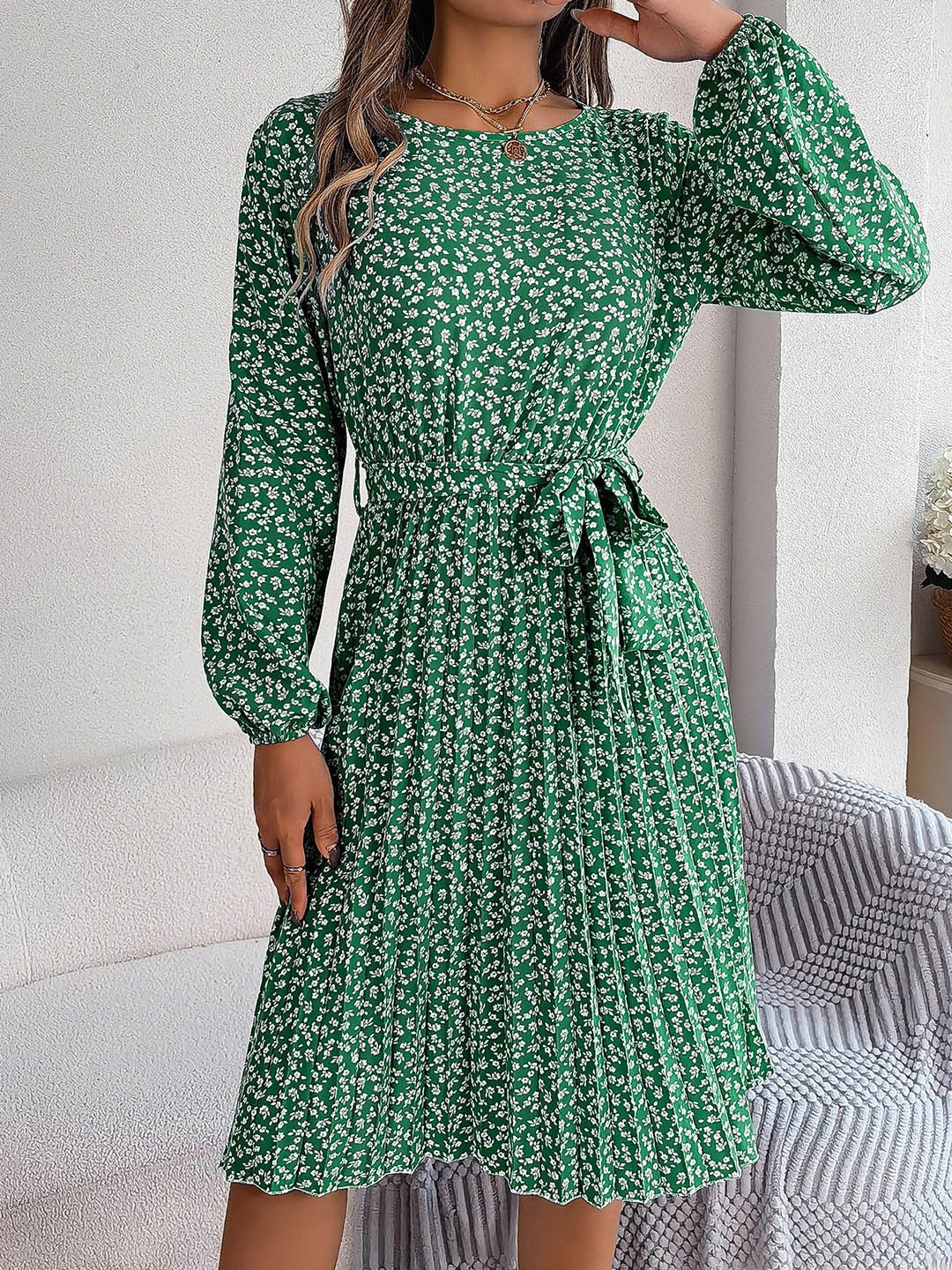 

HERE&NOW Print A-Line Dress, Green