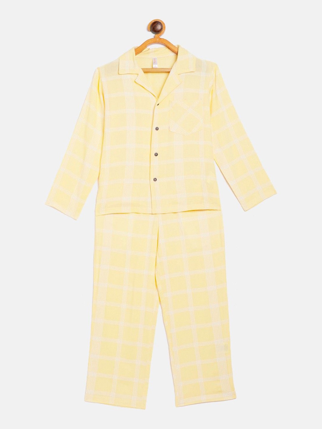 

Stylo Bug Unisex Kids Checked Pure Cotton Night suit, Yellow