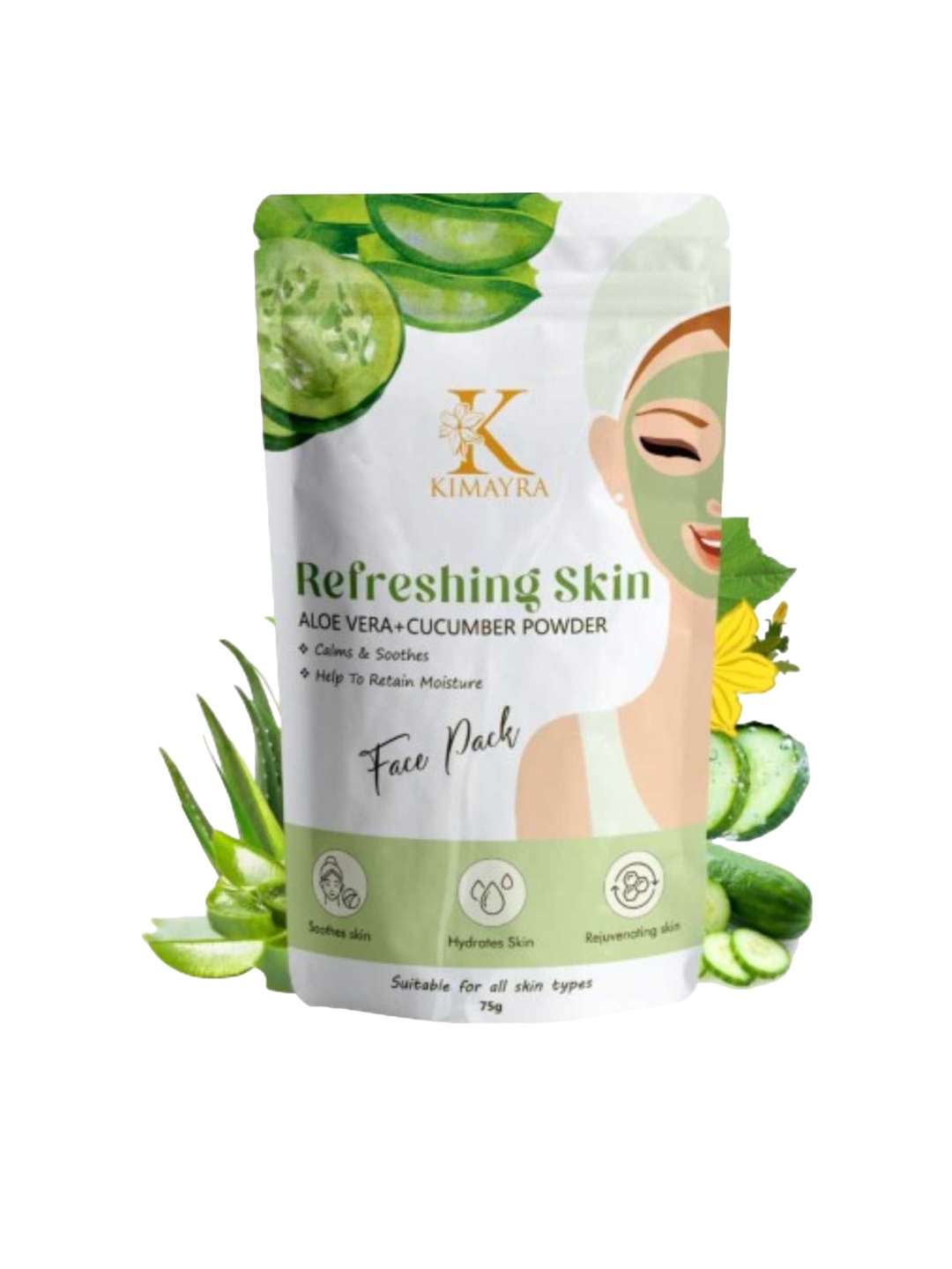 

Kimayra World Aloevera +Cucumber Face Pack Powder-75g, Brown