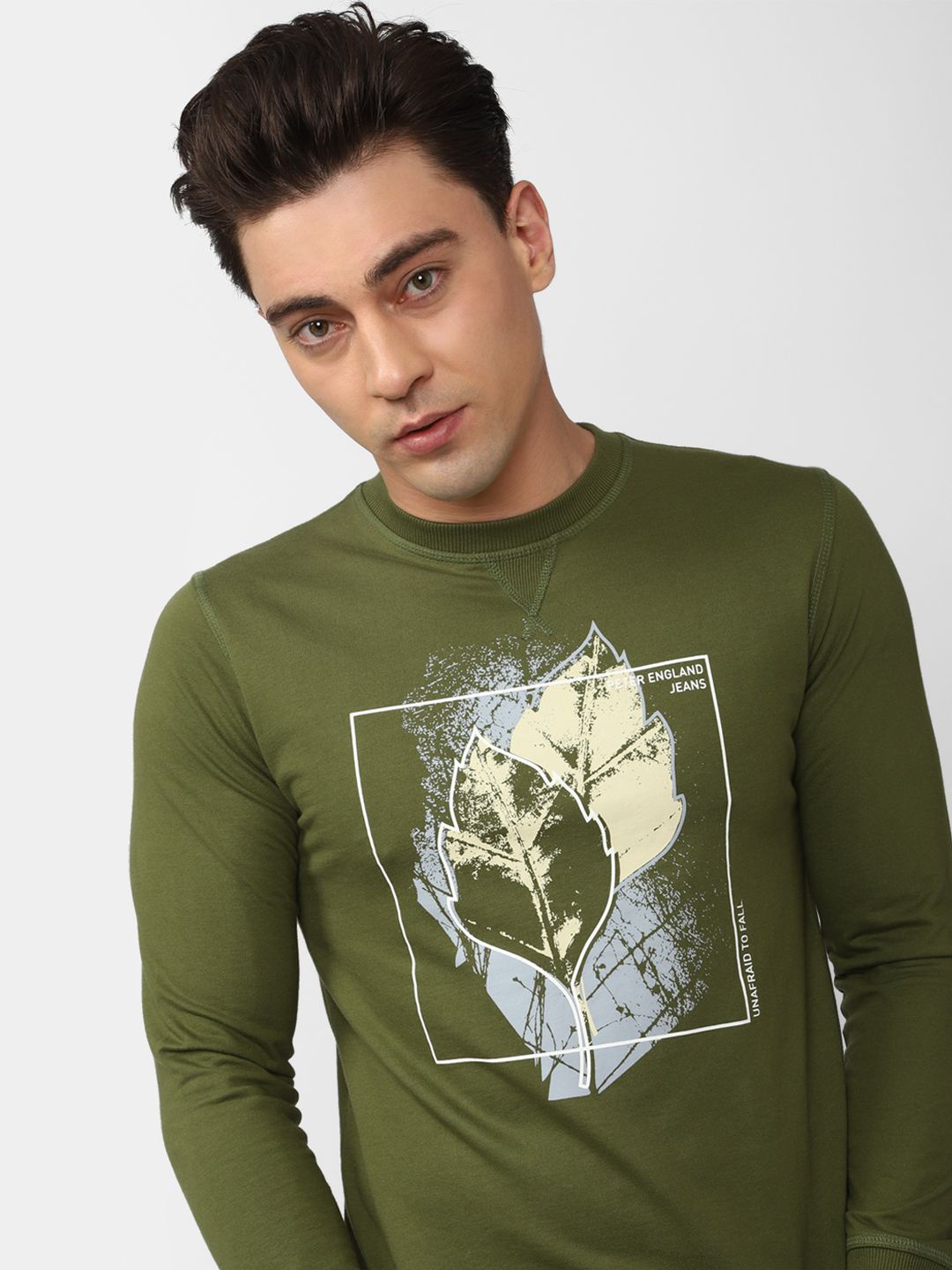 

Peter England Casuals Men Printed Sweatshirt, Green