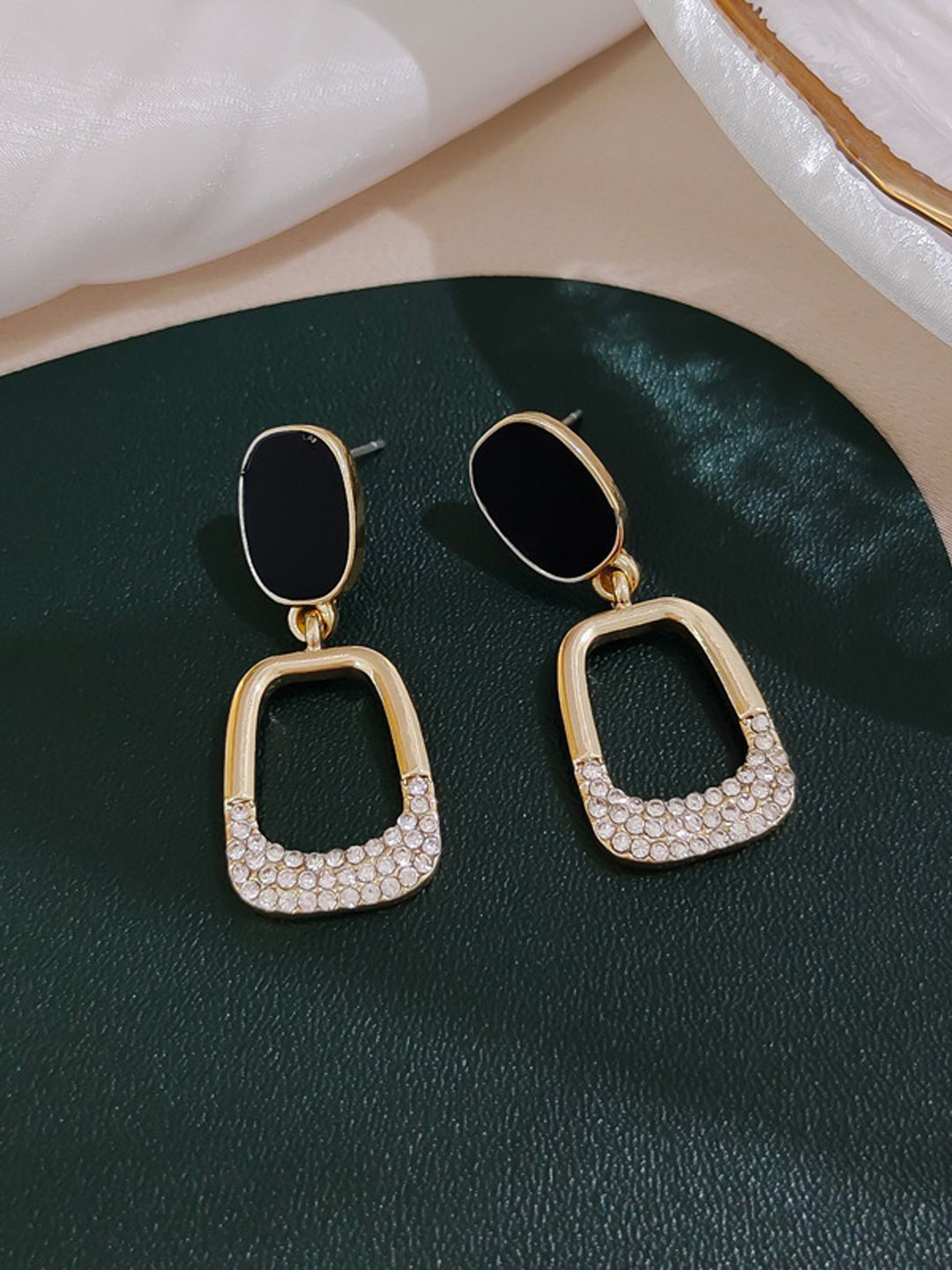 

KRENOZ Artificial Stones Classic Drop Earrings, Gold