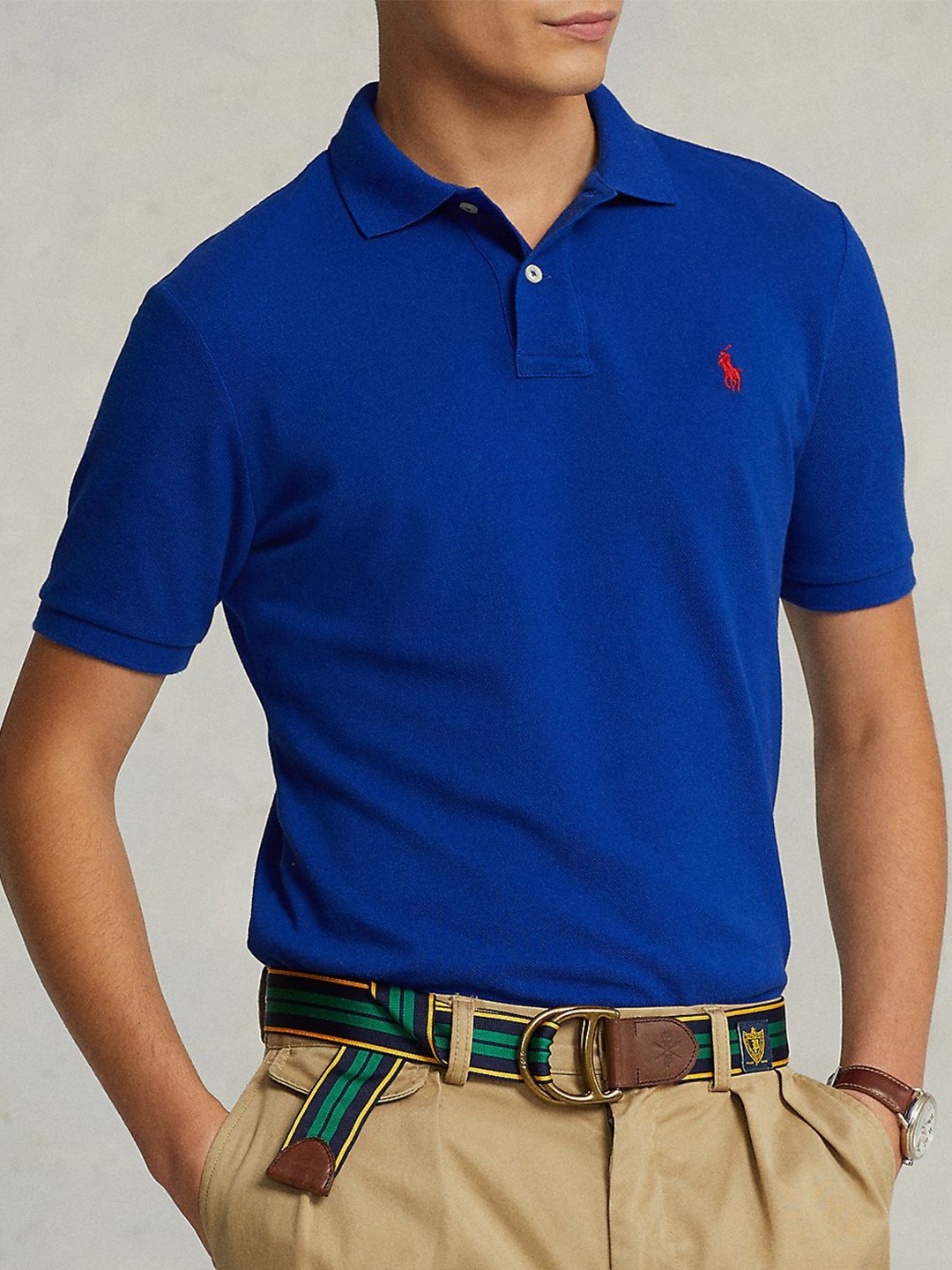 

Polo Ralph Lauren Men Pure Cotton Slim Fit Polo T-Shirt, Blue