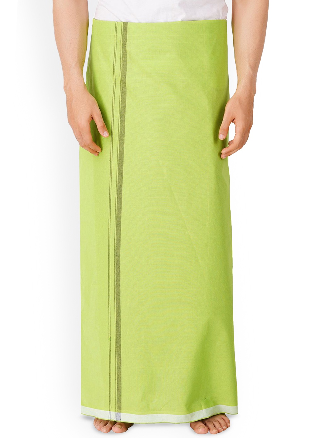 

Ethazh Men Dhotis With Matching Contrast Border, Turquoise blue