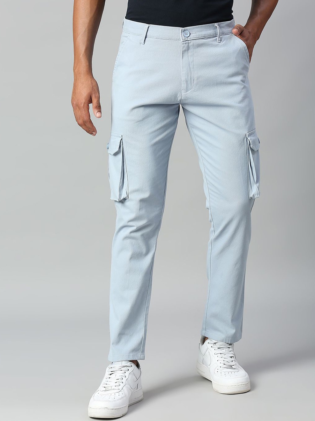 

Dennis Lingo Men Tapered Fit Cargos Trousers, Blue