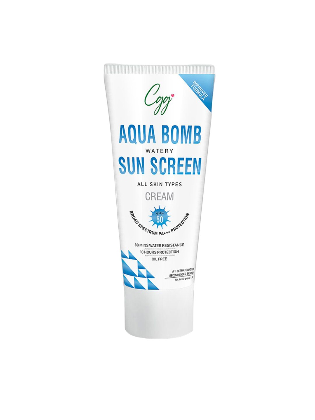 

CGG Cosmetics Aqua Bomb Watery Cream SPF 50 PA+++ Protection Sunscreen - 50 g, White