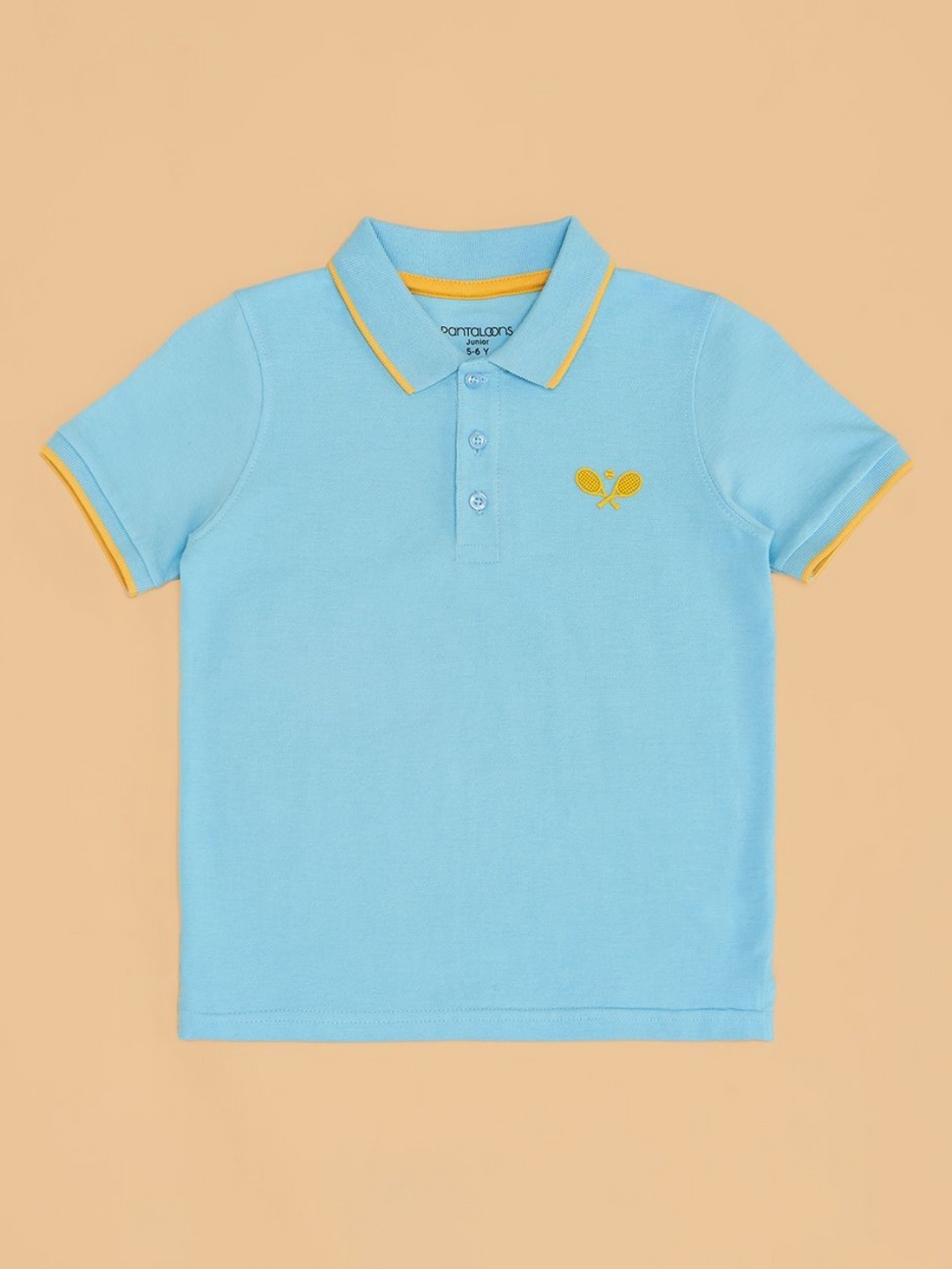

Pantaloons Junior Boys Solid Polo Collar Cotton T-shirt, Blue