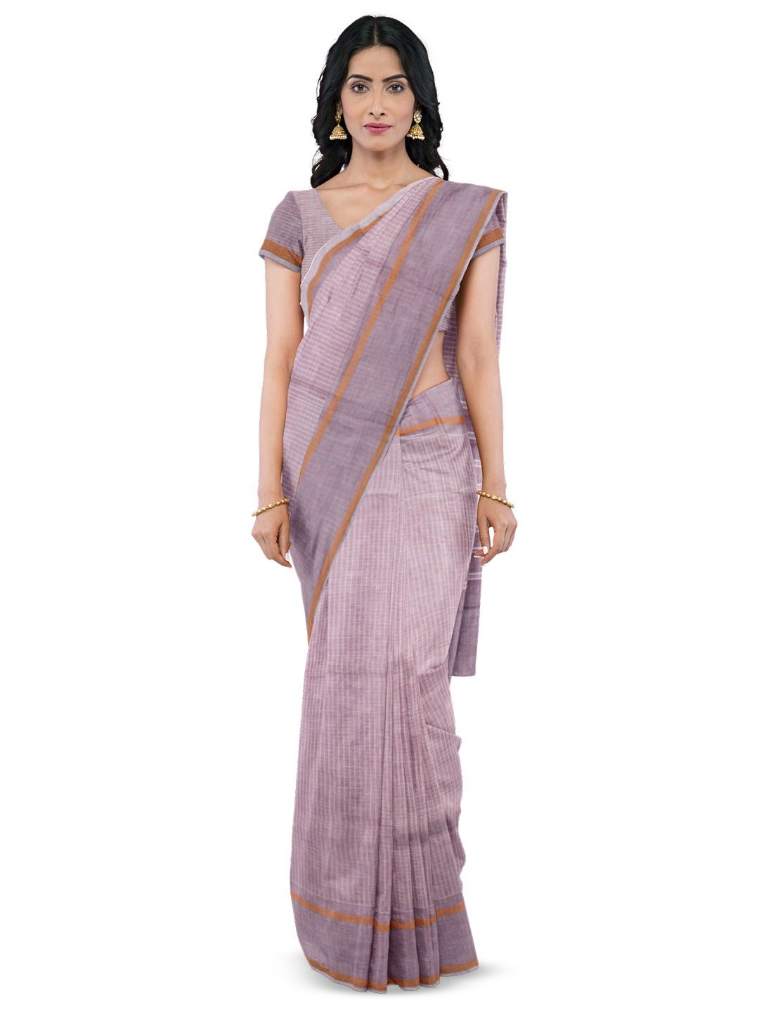 

Avishya Checked Pure Cotton Saree, Purple