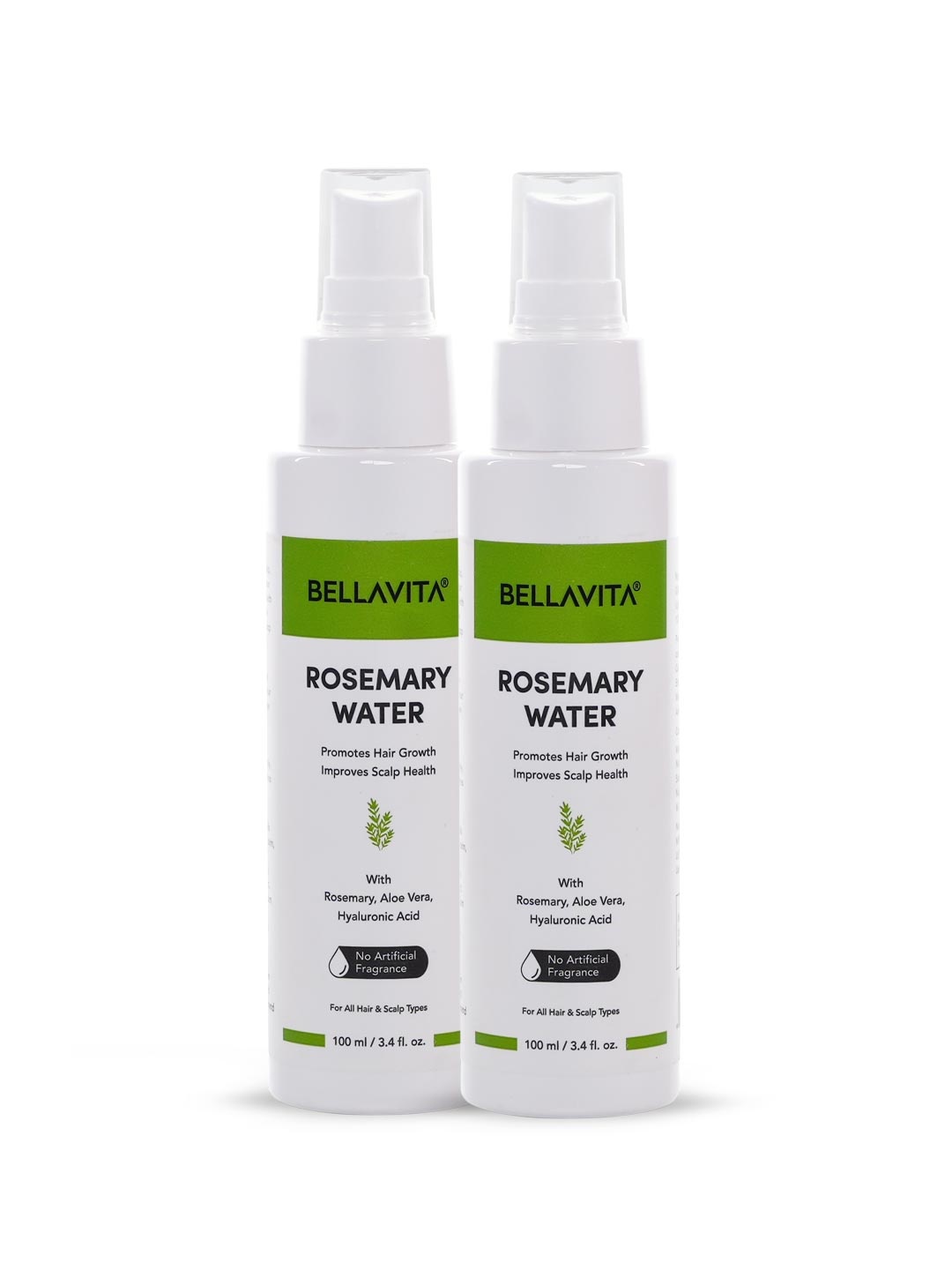 

Bella Vita Organic Set of 2 Rosemary Water with Aloe Vera & Hyaluronic Acid - 100ml Each, White