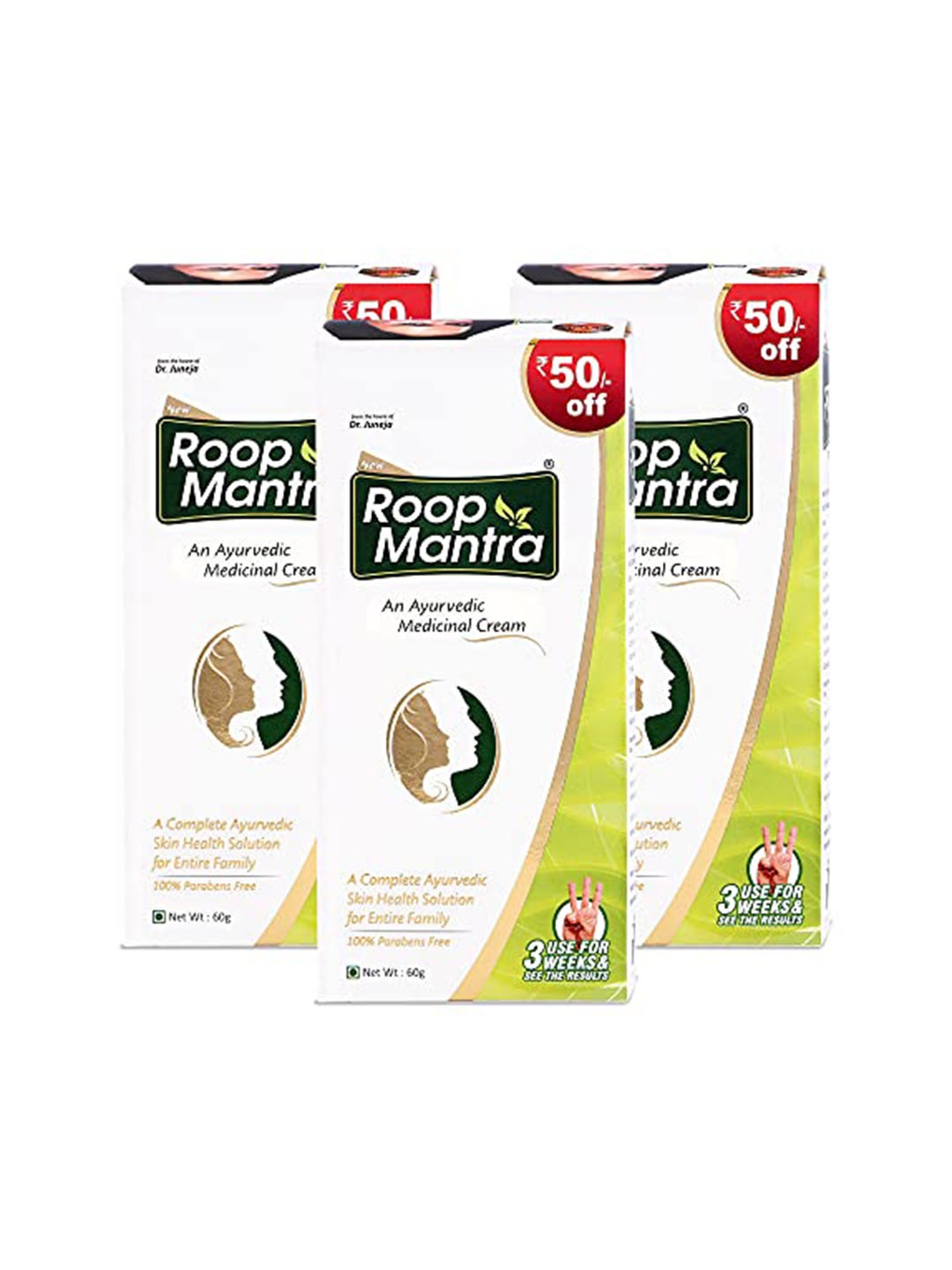 

Roop Mantra Set Of 3 An Ayurvedic Medicinal Cream - 60g Each, White