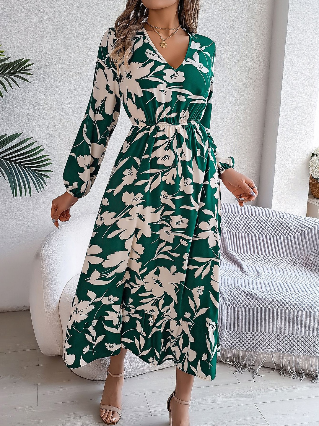 

HERE&NOW Print A-Line Dress, Green