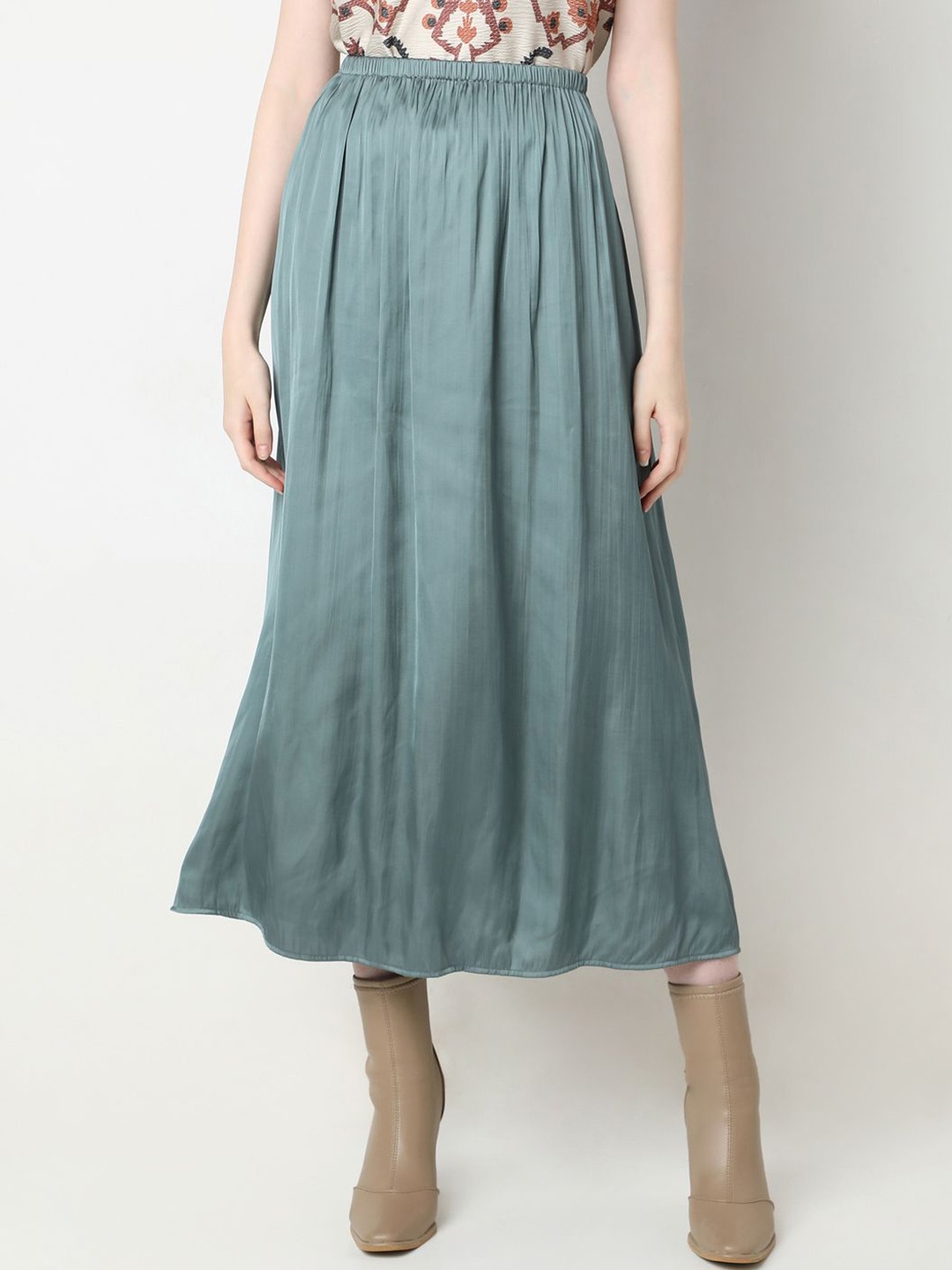 

Vero Moda Women Flared Midi Skirt, Green