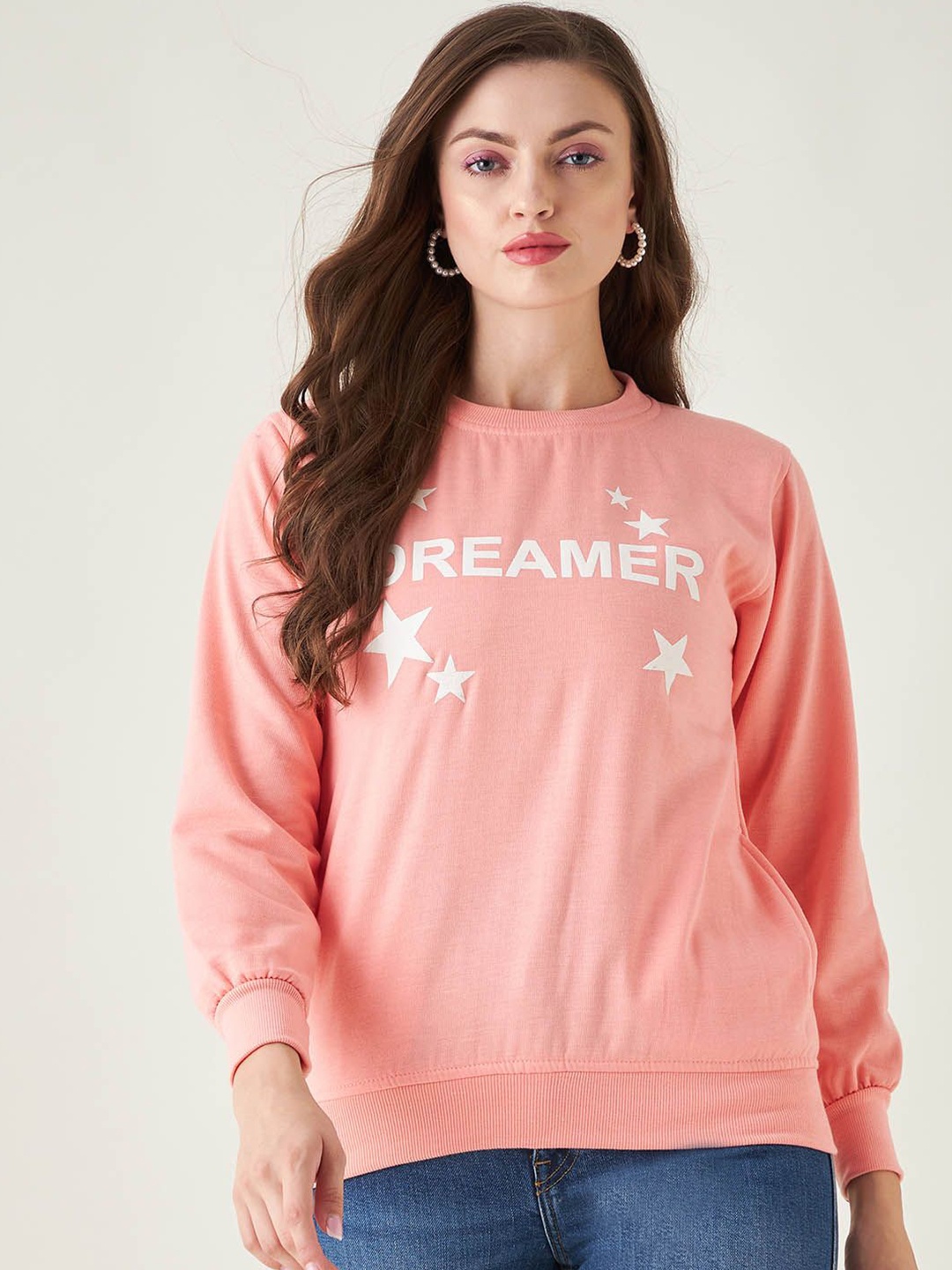 

PIVL Women Printed Sweatshirt, Peach