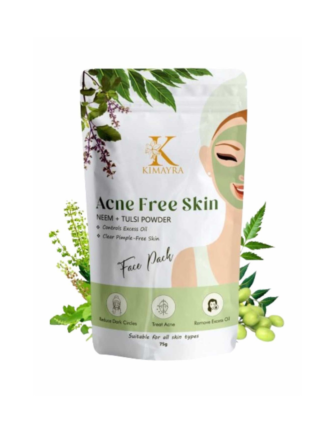 

Kimayra World Neem & Tulsi Face Pack Powder-75g, Brown