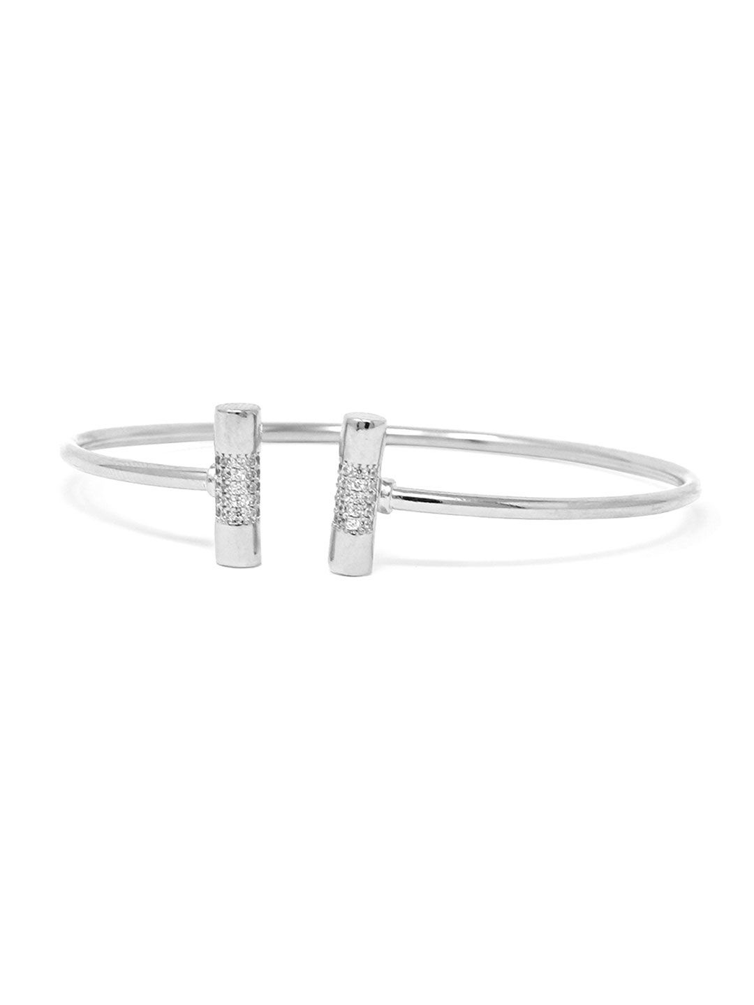 

MANNASH Sterling Silver Cubic Zirconia Rhodium-Plated Wraparound Bracelet