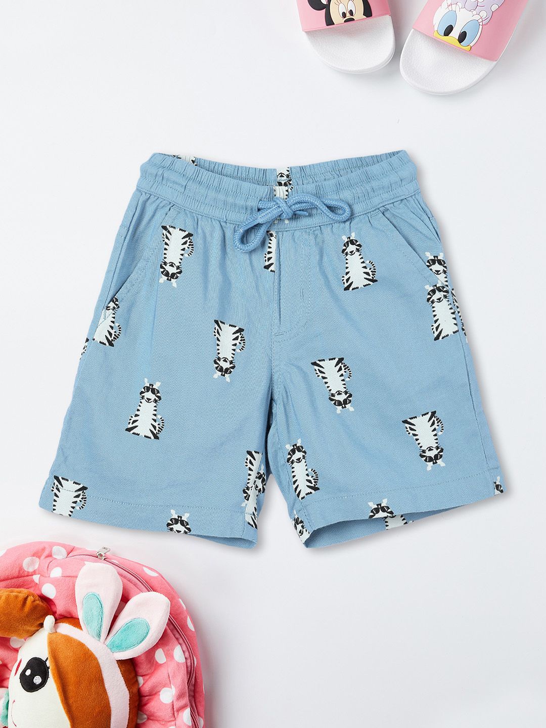 

max Boys Printed Mid-Rise Regular Shorts, Blue