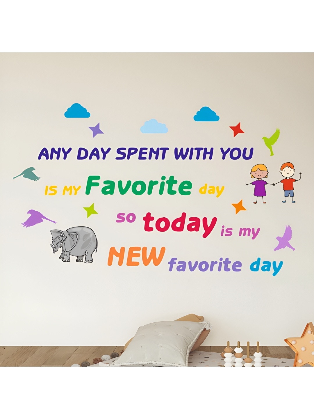 

CVANU Red & Blue Printed Self-Adhesive Wall Sticker