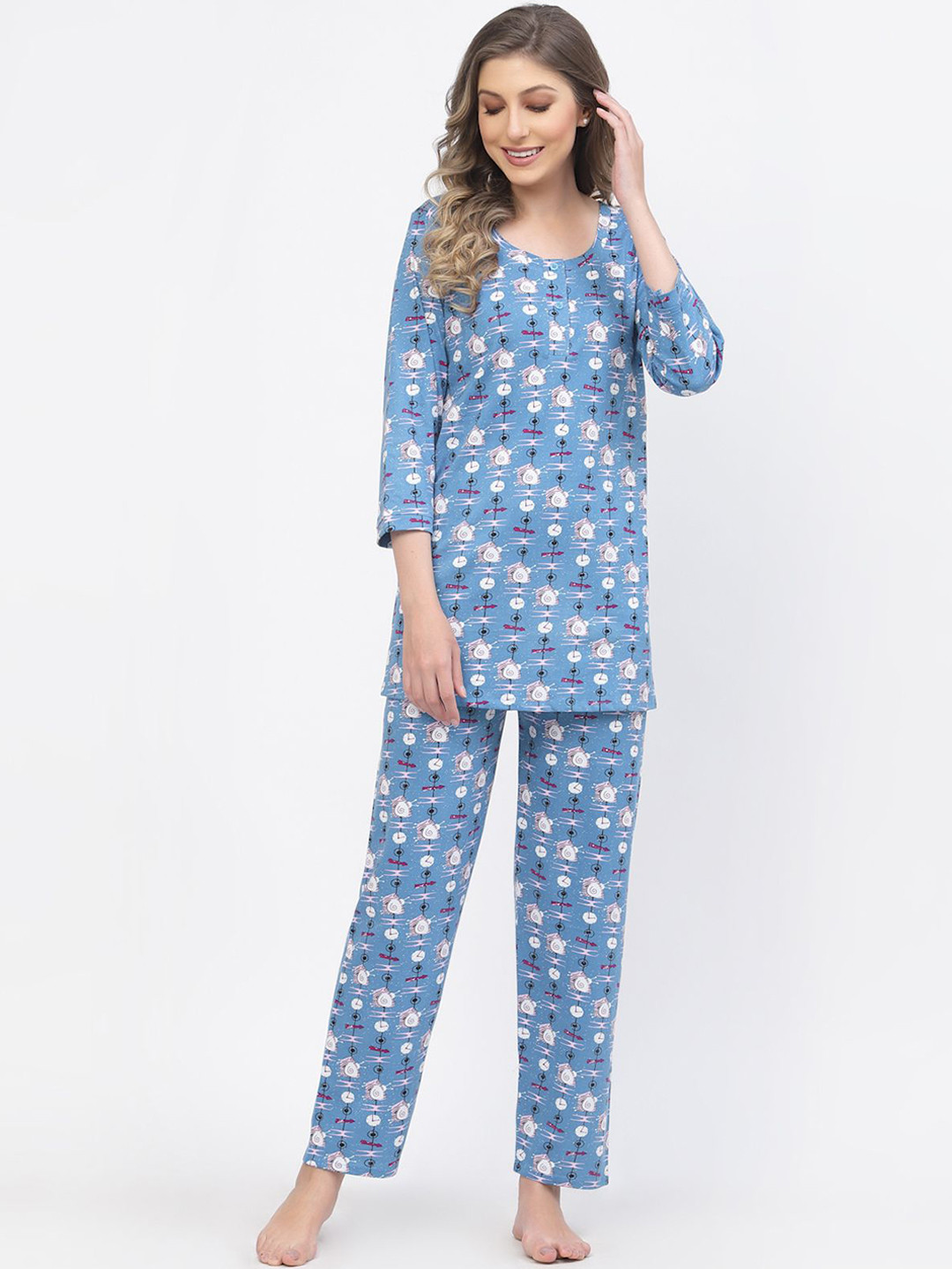 

SHYAM SONS FLAIR Women Printed Night suit, Blue