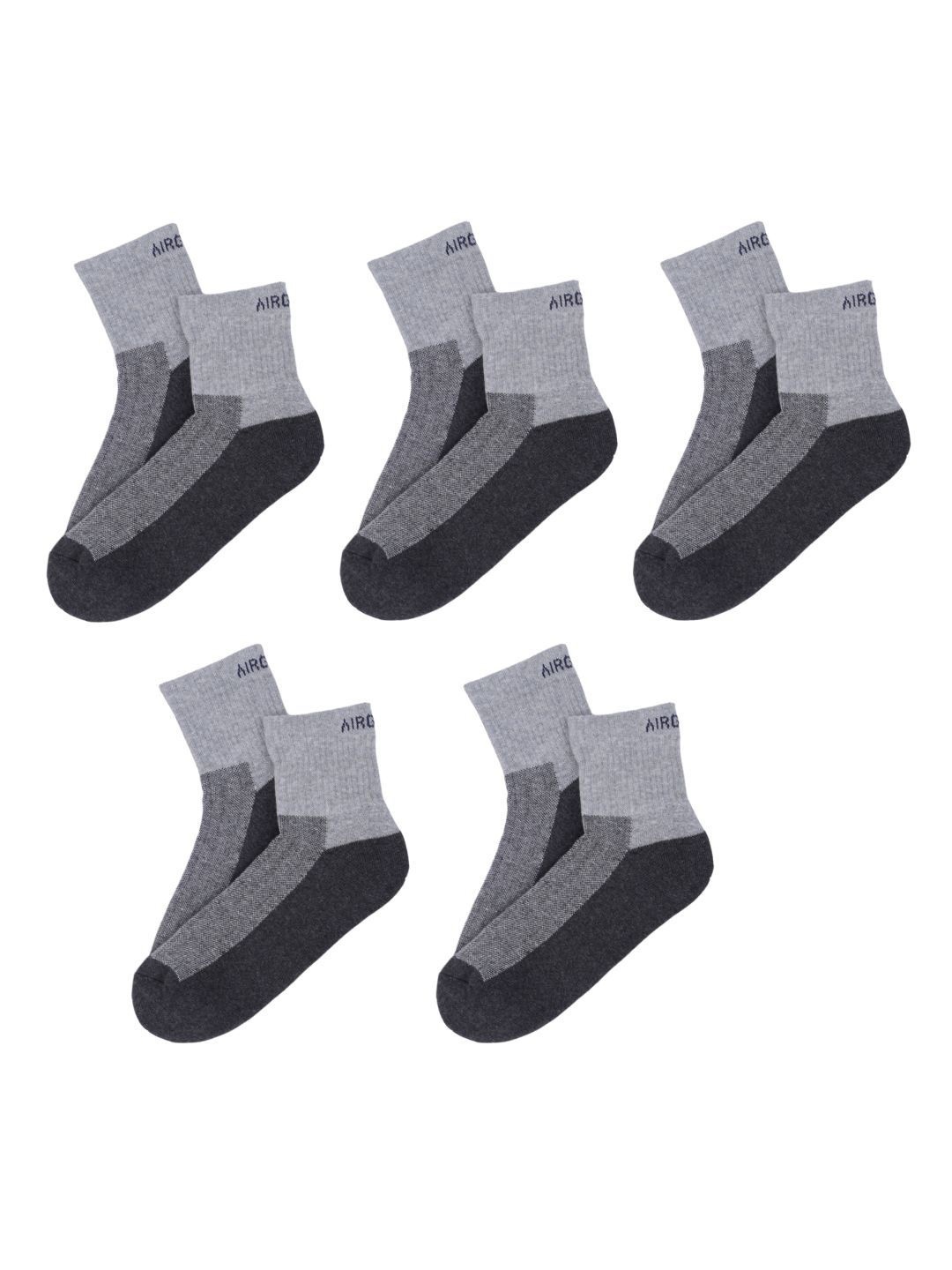 

AIR GARB Pack Of 5 Unisex Patterned Ankle Length Socks, Grey