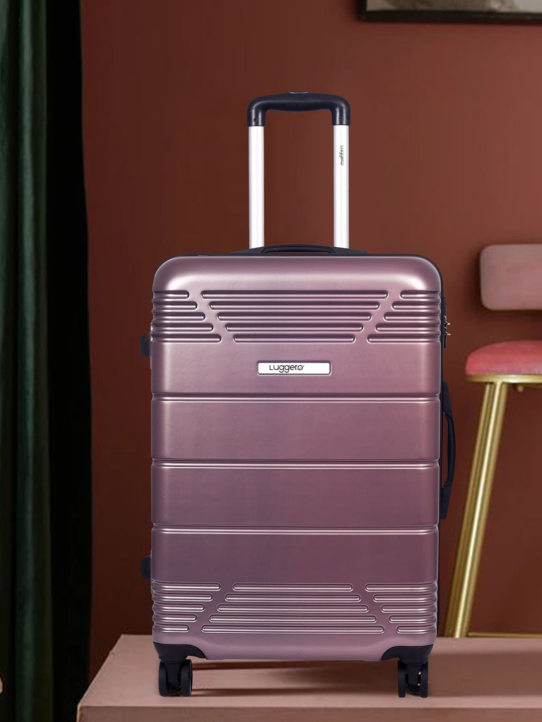 

Luggero Textured Medium Hard-Sided Trolley Bag, Rose gold