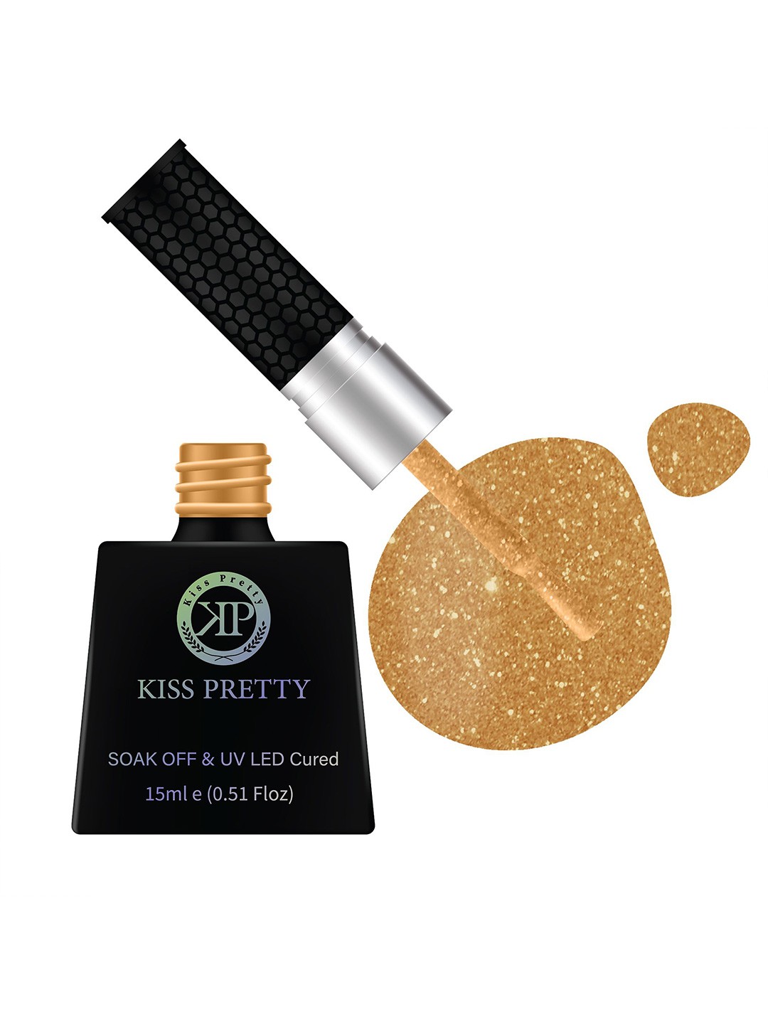 

Kiss pretty Soak Off & UV LED Cured Glossy Nail Polish-15ml-Gold-Shade - 19