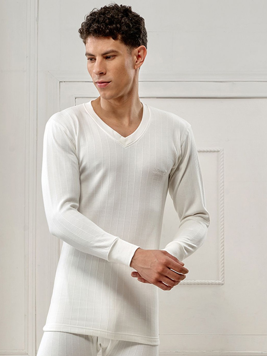 

INFERNO Men V Neck Fullslevee Thermal Vest, White