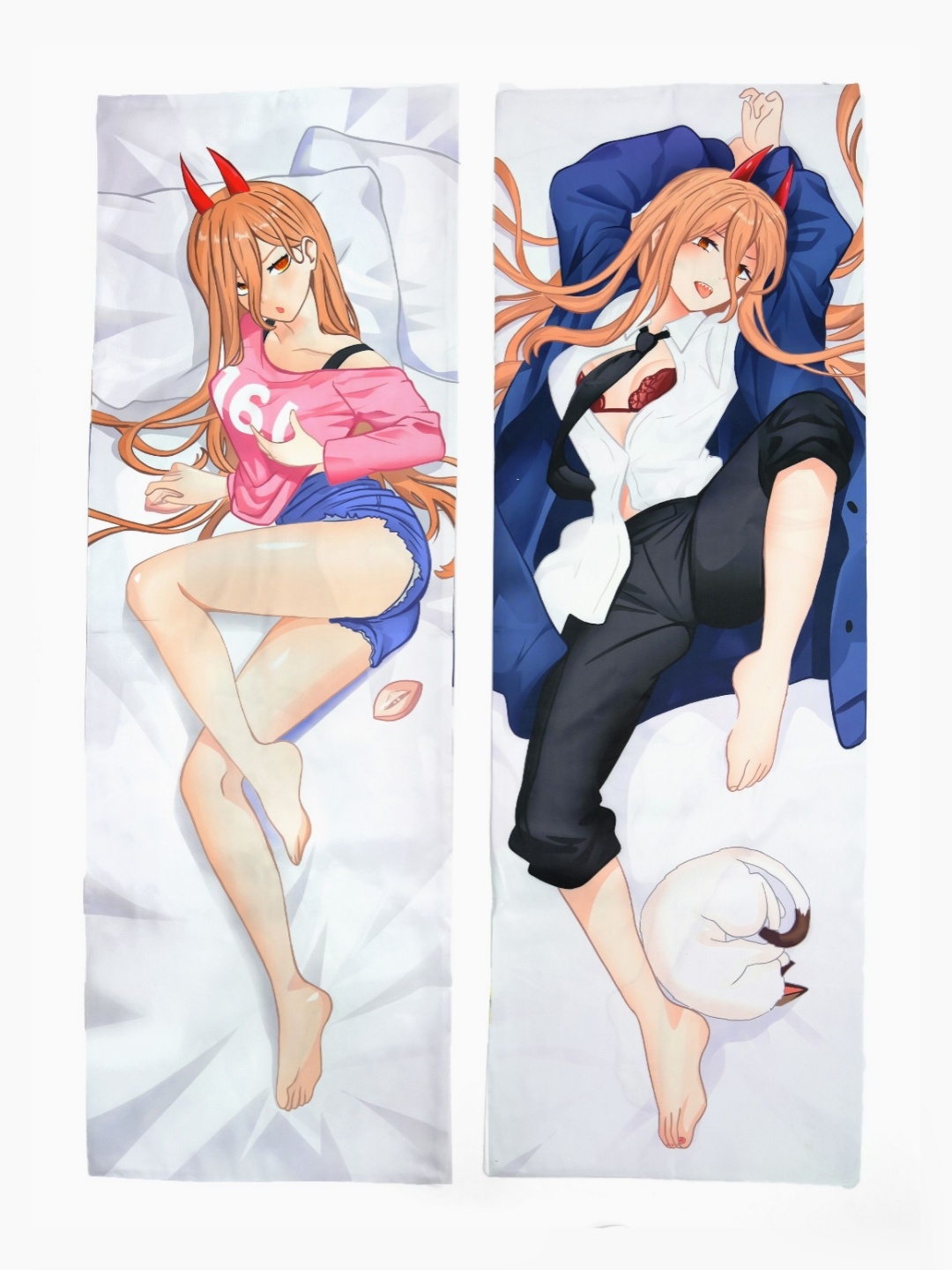 

COMICSENSE Pink & White Chainsaw Man Power Anime Printed Satin Rectangle Pillow Cover