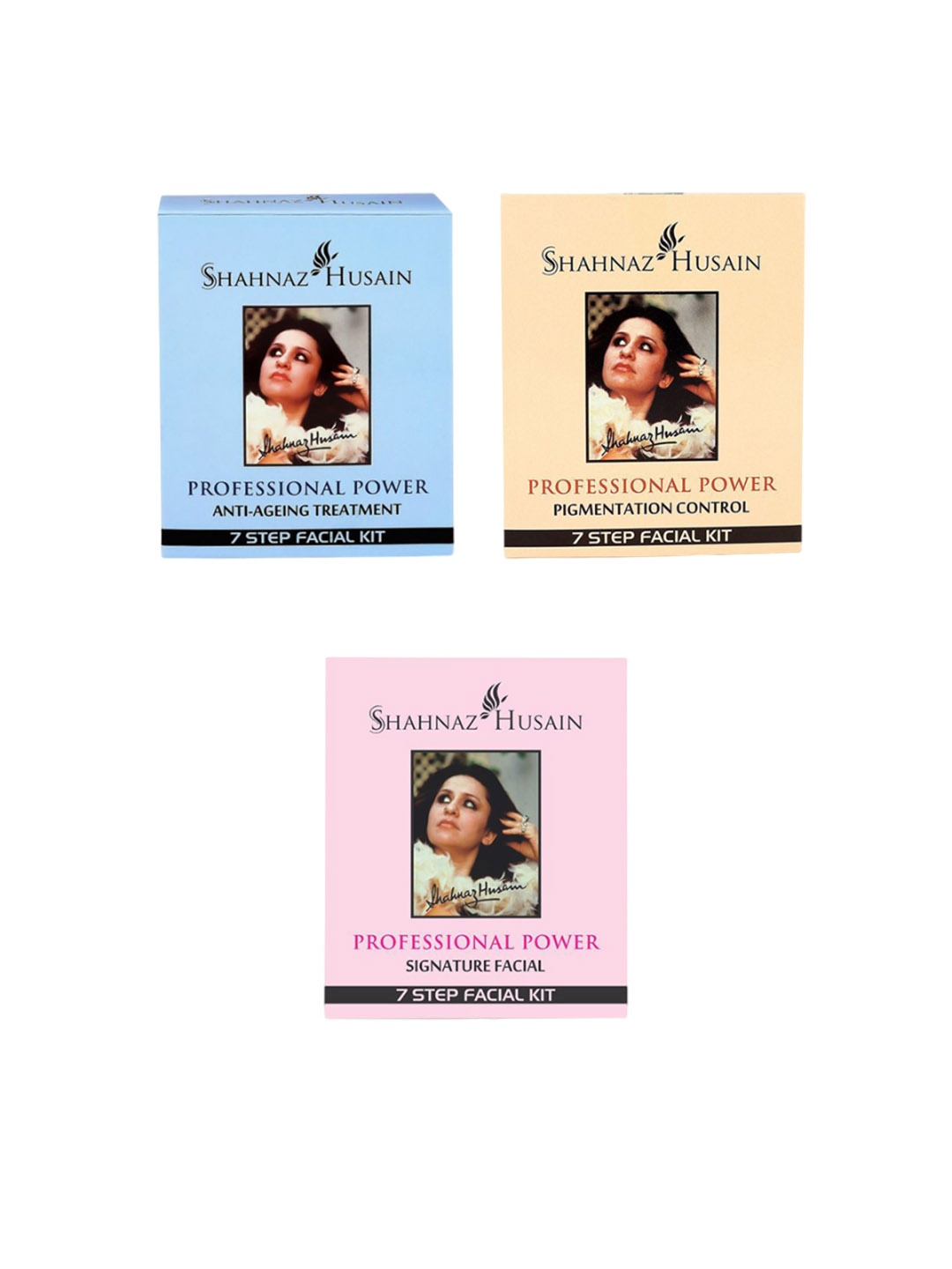 

Shahnaz Husain Set Of 3 7 Step Signature Anti Ageing Pigmentation Control Facial Kit, Cream