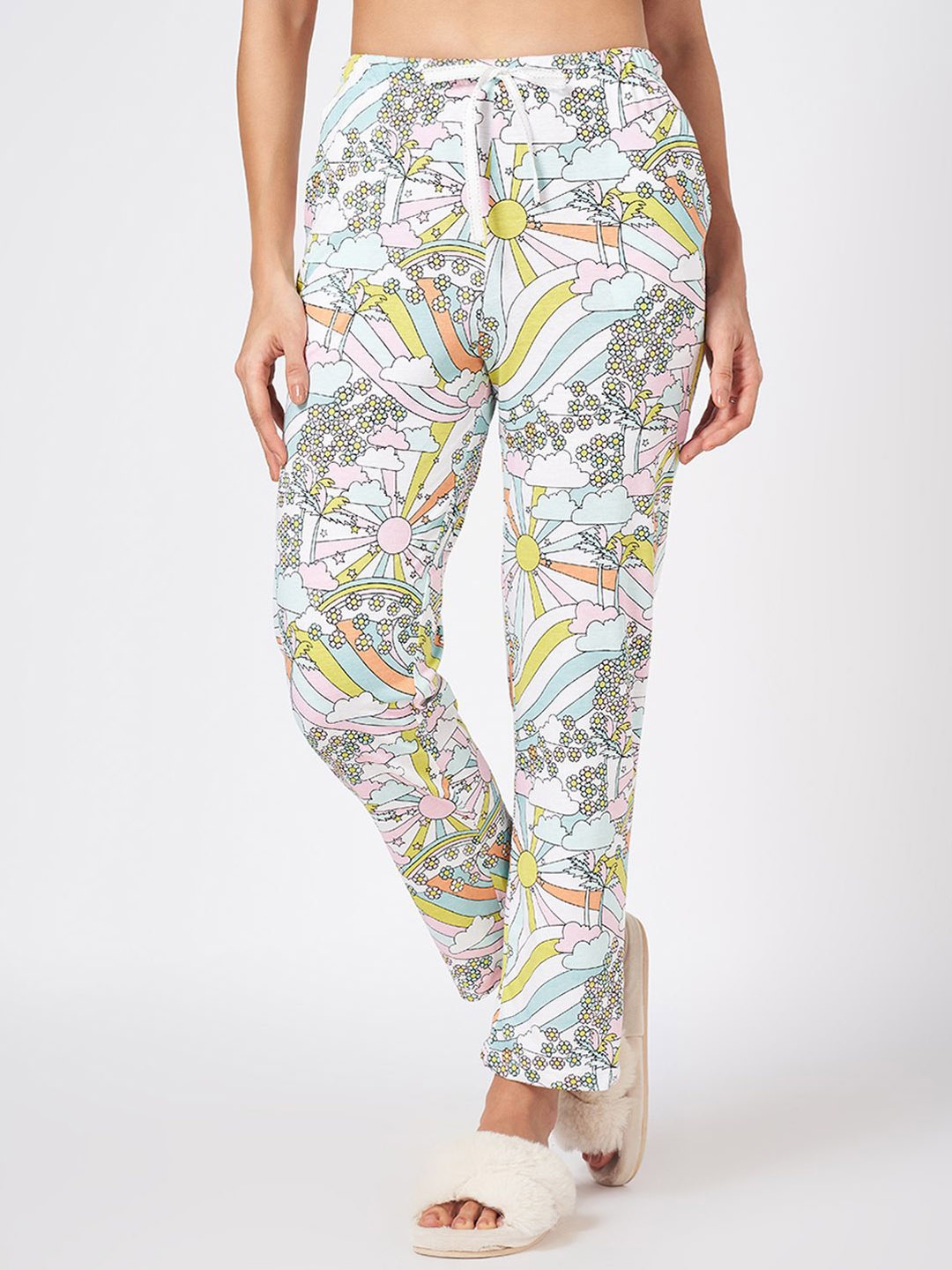 

Dreamz by Pantaloons Printed Pure Cotton Lounge Pants, Off white