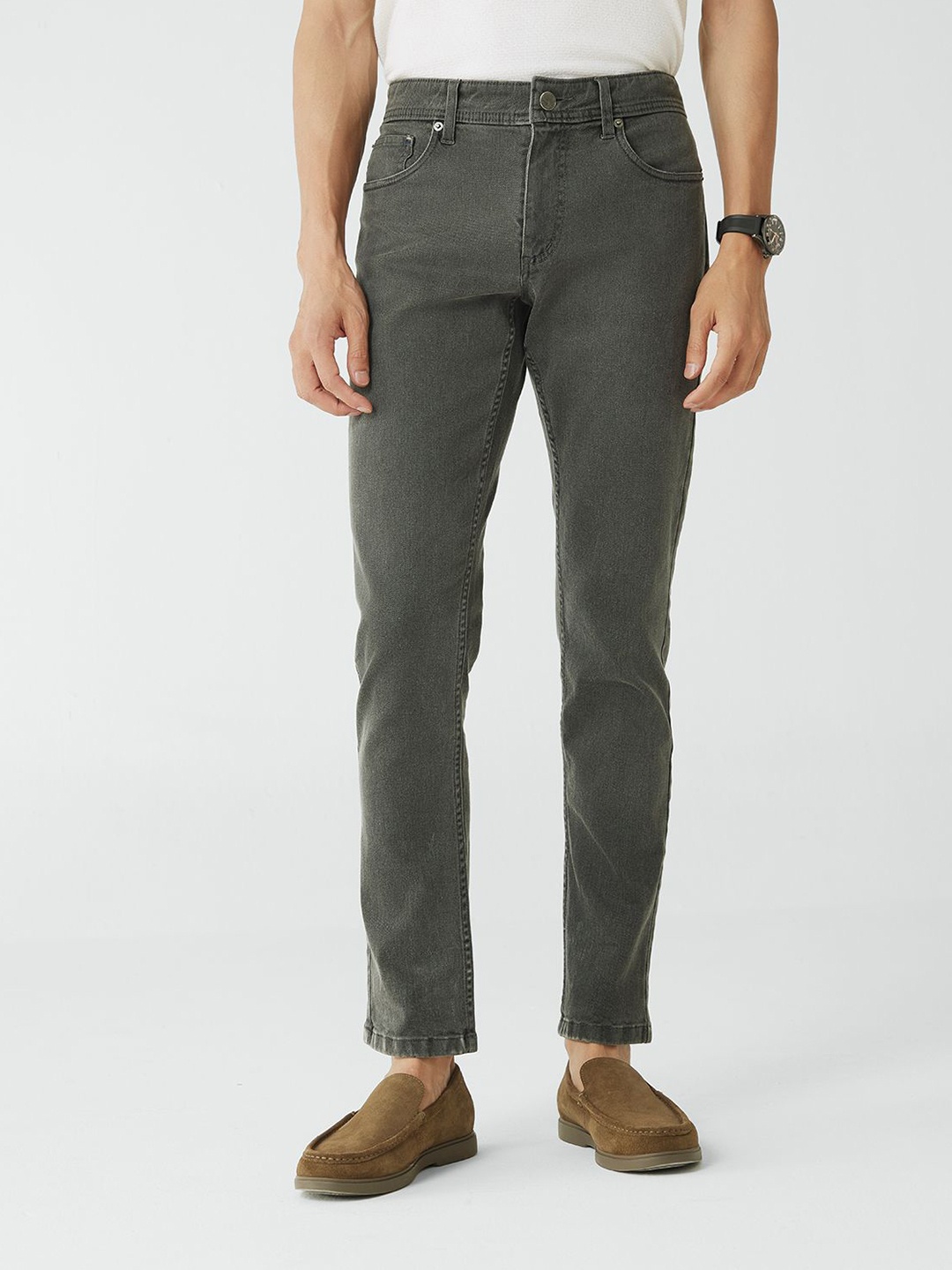 

Andamen Men Solid Mid-Rise Original Slim Fit Jeans, Grey