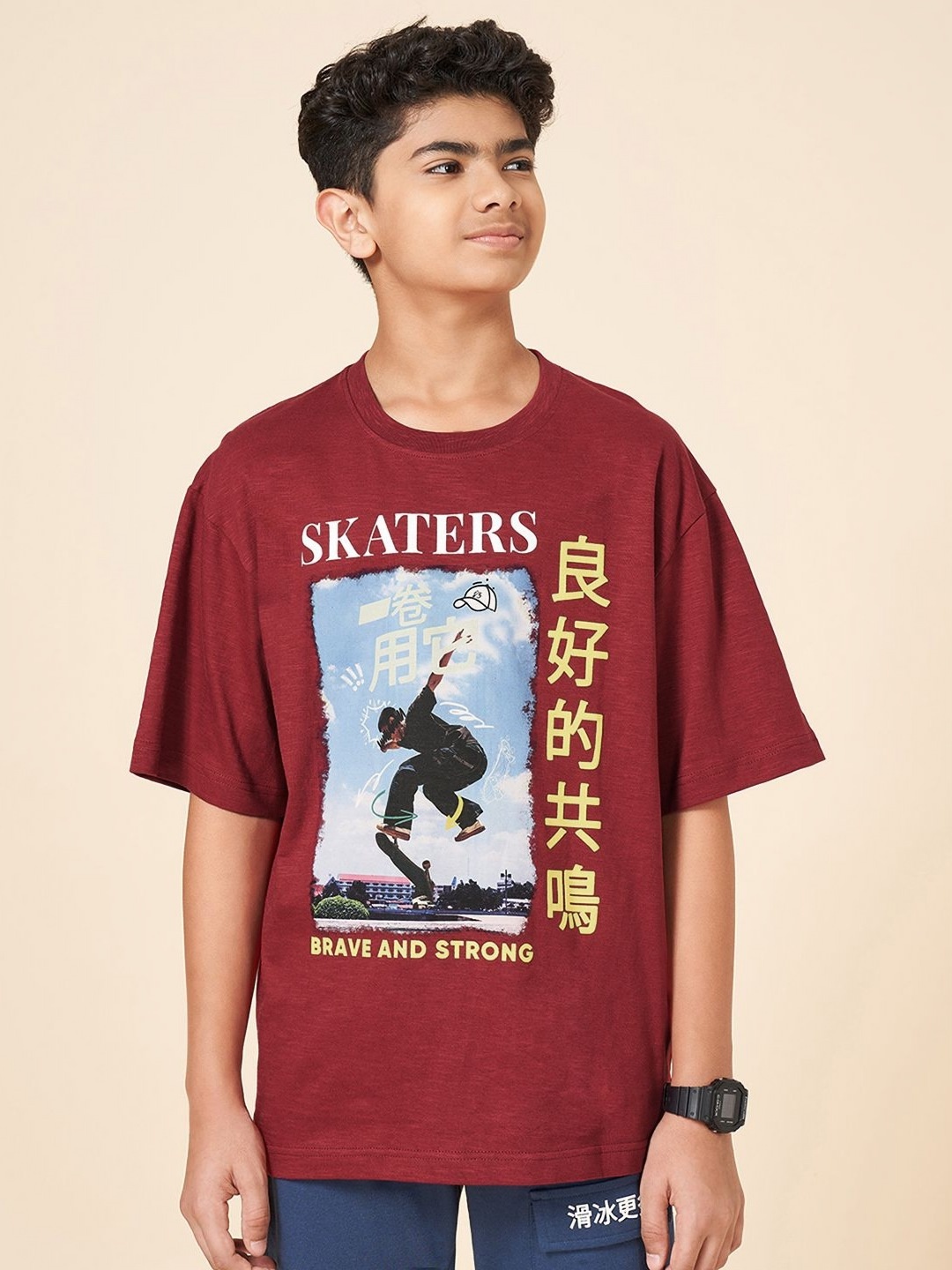 

Coolsters by Pantaloons Boys Graphic Printed Round Neck Cotton T-shirt, Red