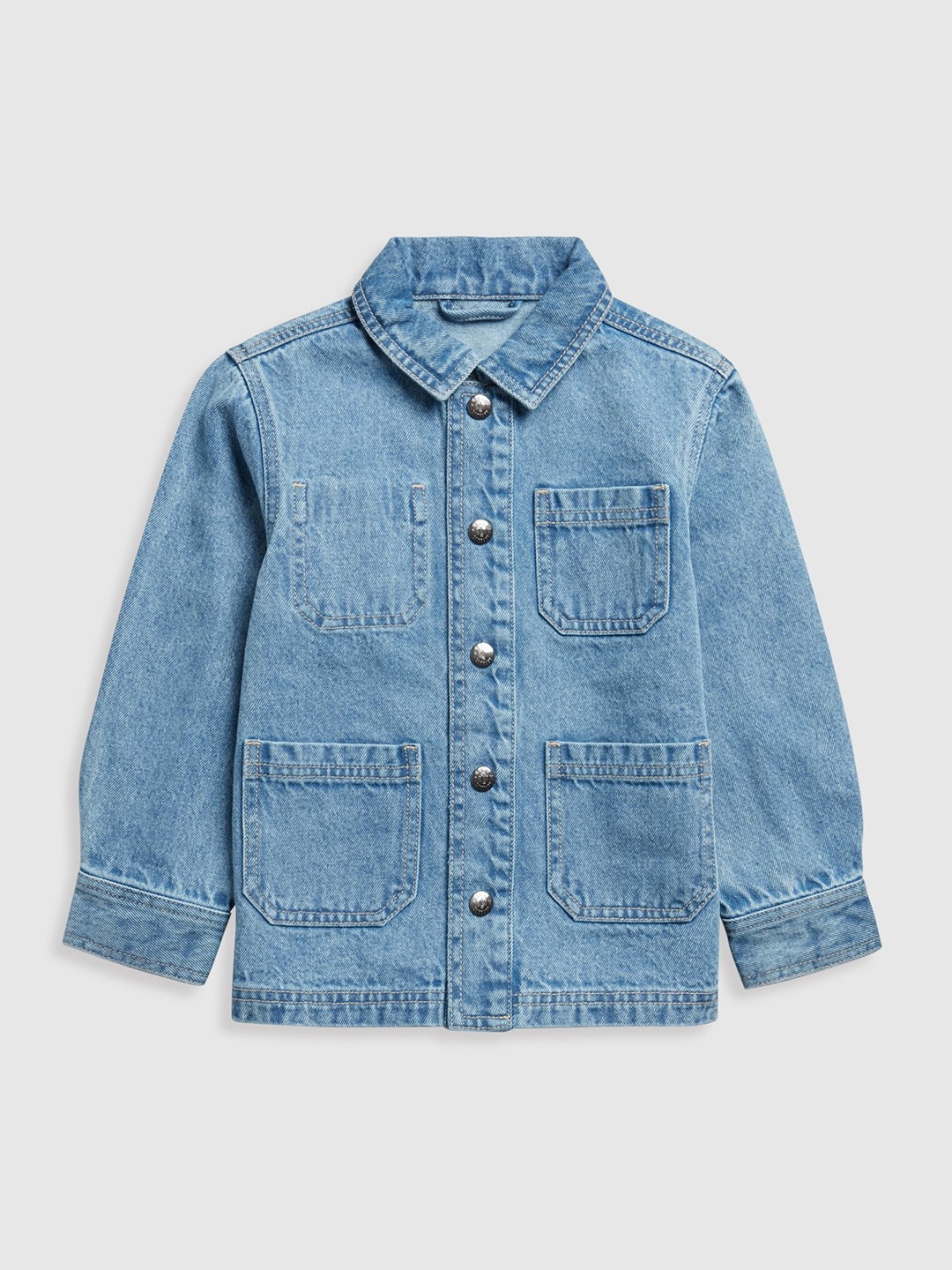 

mothercare Boys Spread Collar Denim Pure Cotton Jacket, Blue