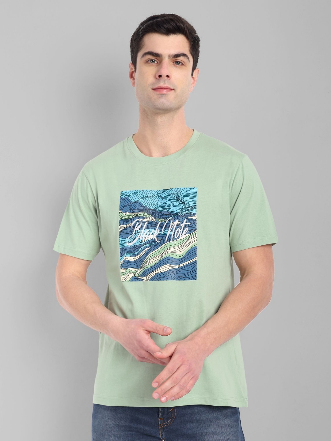 

TOMHIDDLE Men Graphic Printed Round Neck T-shirt, Green
