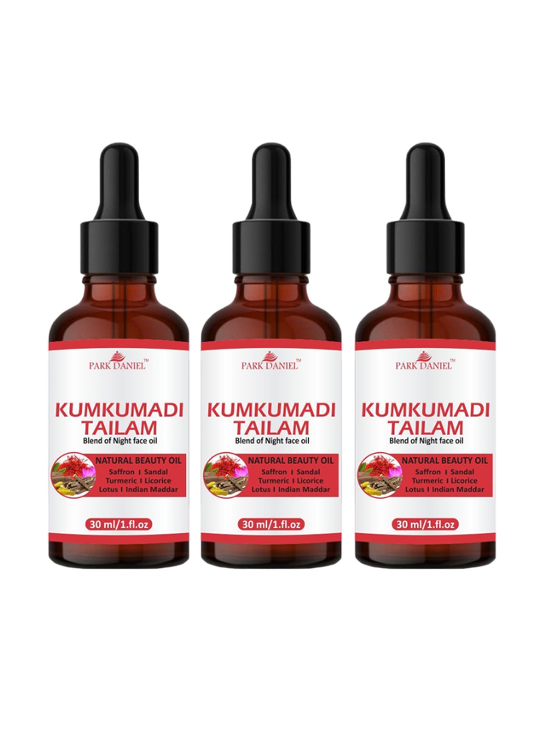 

Park Daniel Set Of 3 Kumkumadi Face Oil 30 ml Each, Gold
