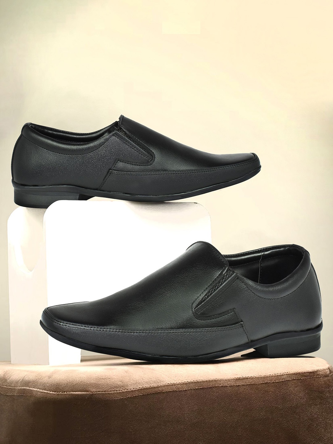 

Ajanta Men Synthetic Formal Slip On Shoes, Black